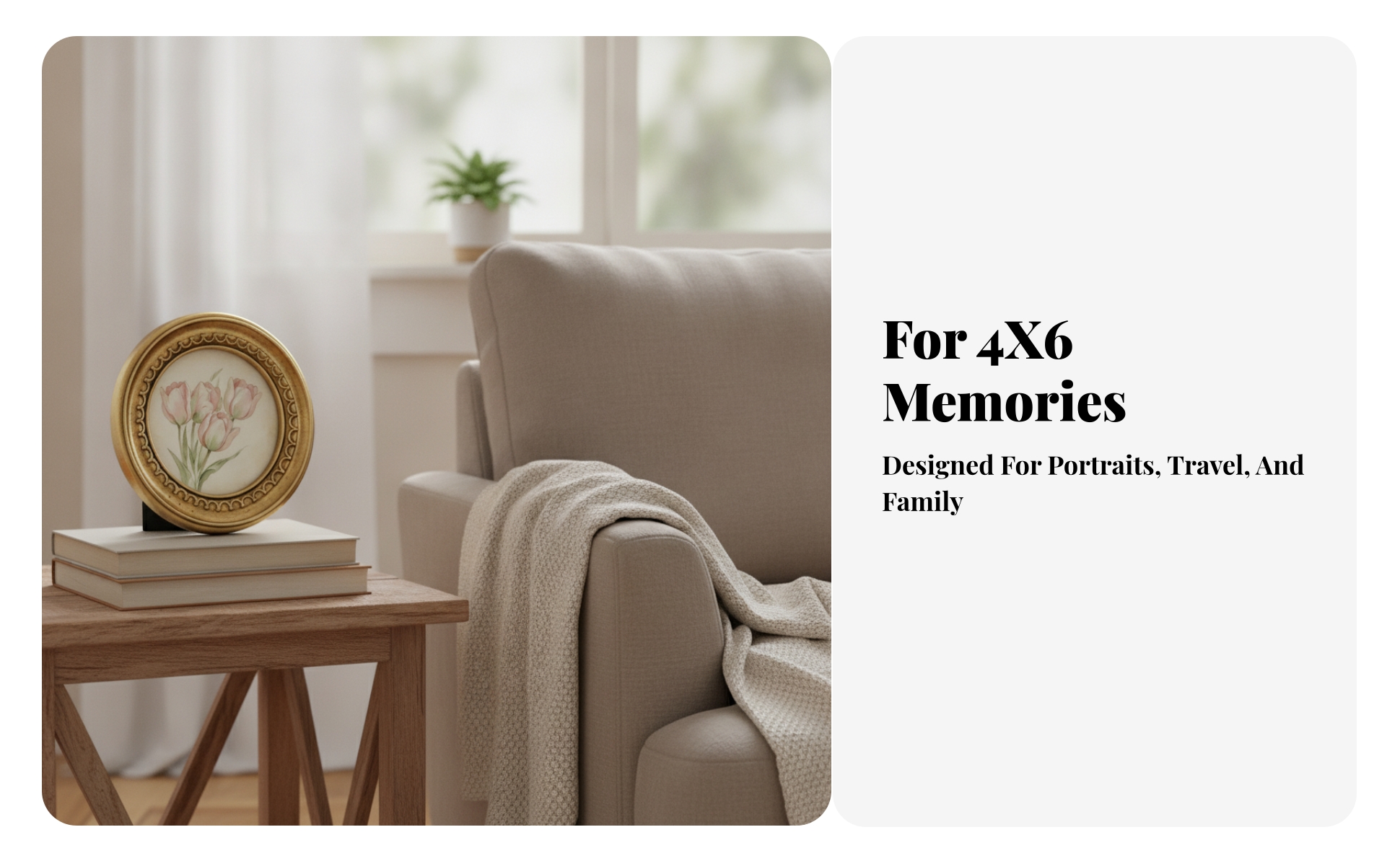 Round Photo Frame Gold Resin Photo Frame Vintage for Living Room, Hallway