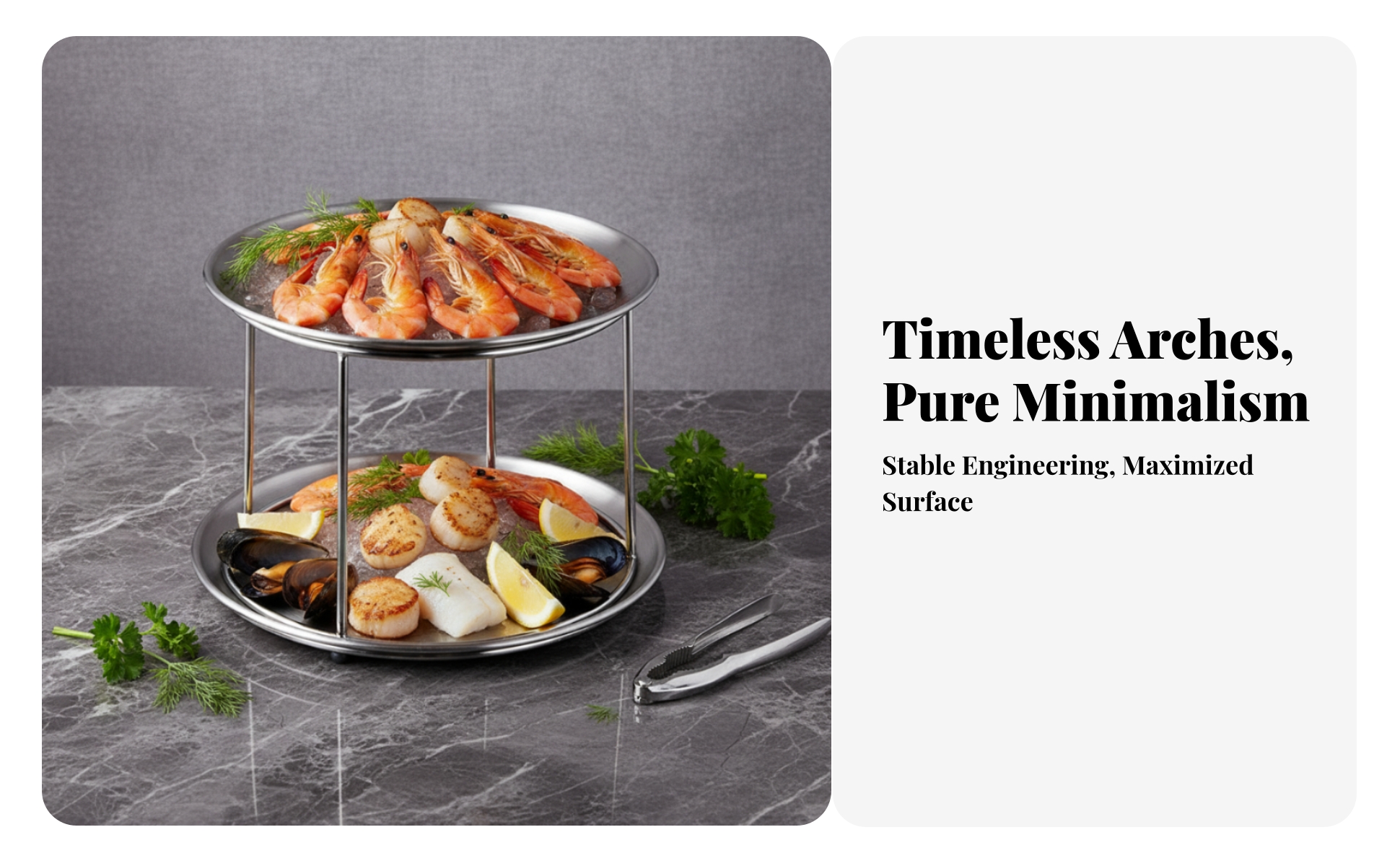 Two-Tier Serving Rack Stainless Steel 2-Tier Food Display Stand Modern for Hosts