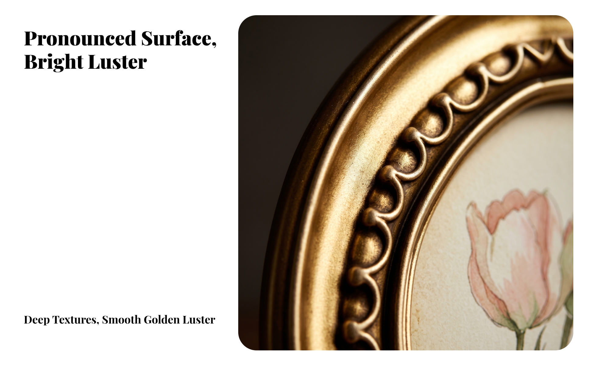 Round Photo Frame Gold Resin Photo Frame Vintage for Living Room, Hallway