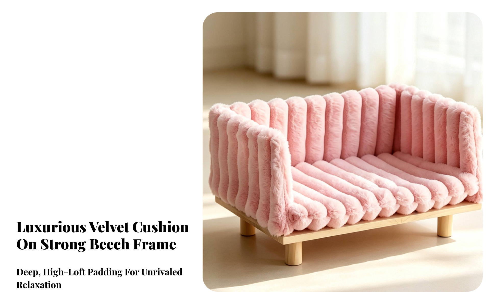 Rabbit Sofa Bed Elevated Wooden Pet Bed with Cushion Raised for Rabbits, Bunnies