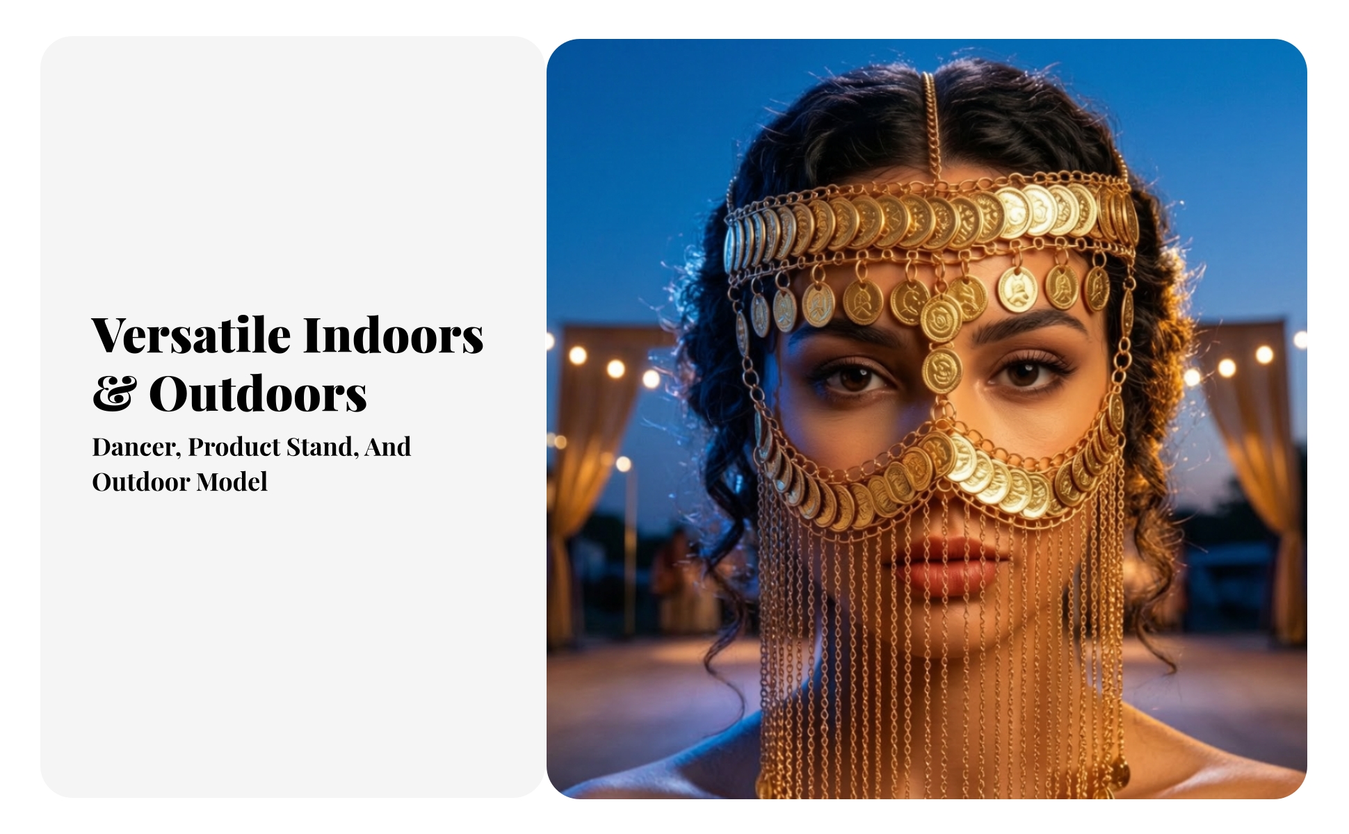 Coin Headpiece with Chain Fringe Gold-Tone Headpiece with Coin Motif Gorgeous