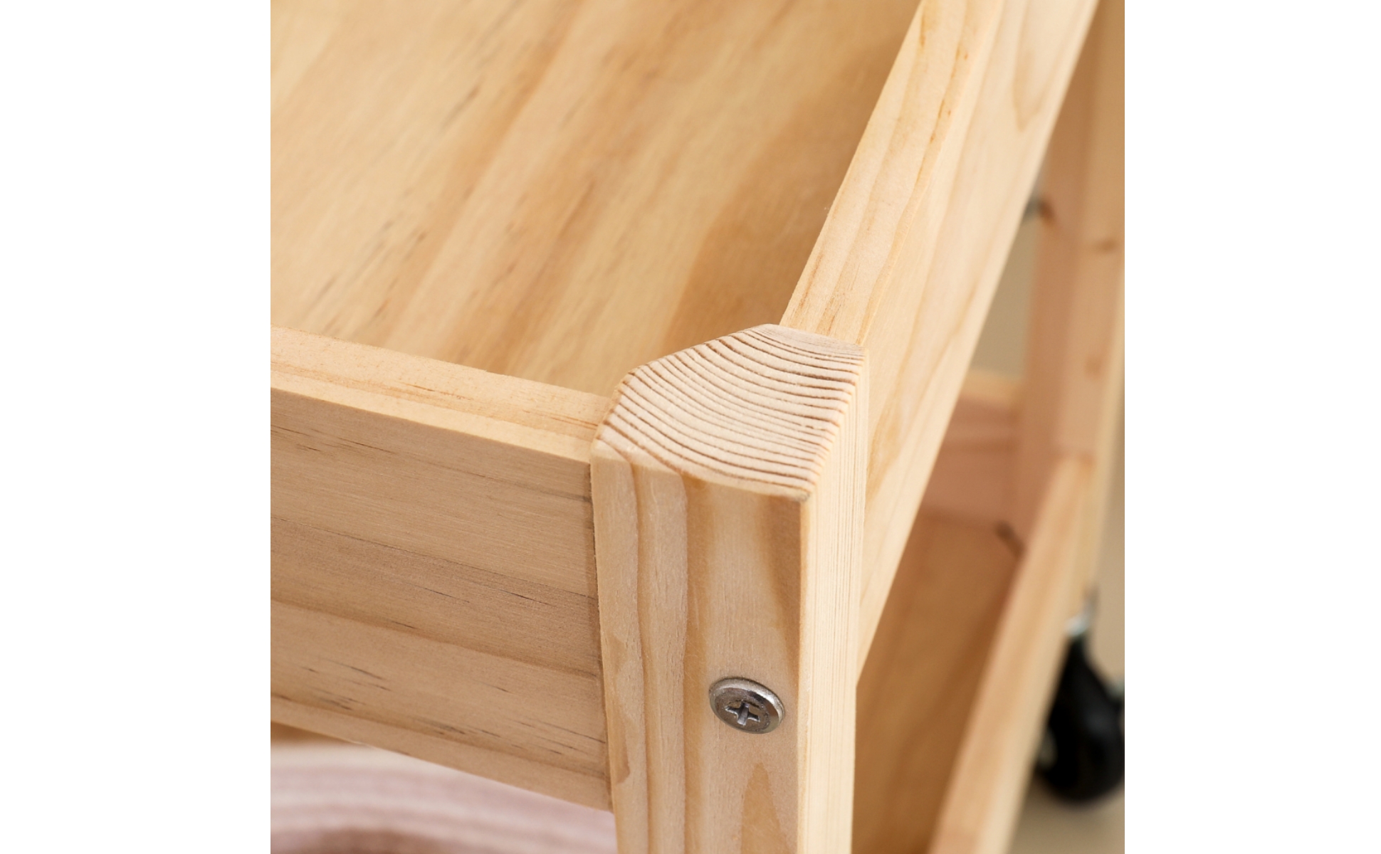 Natural Wood Wood Storage Rack with Casters Lockable for Classroom