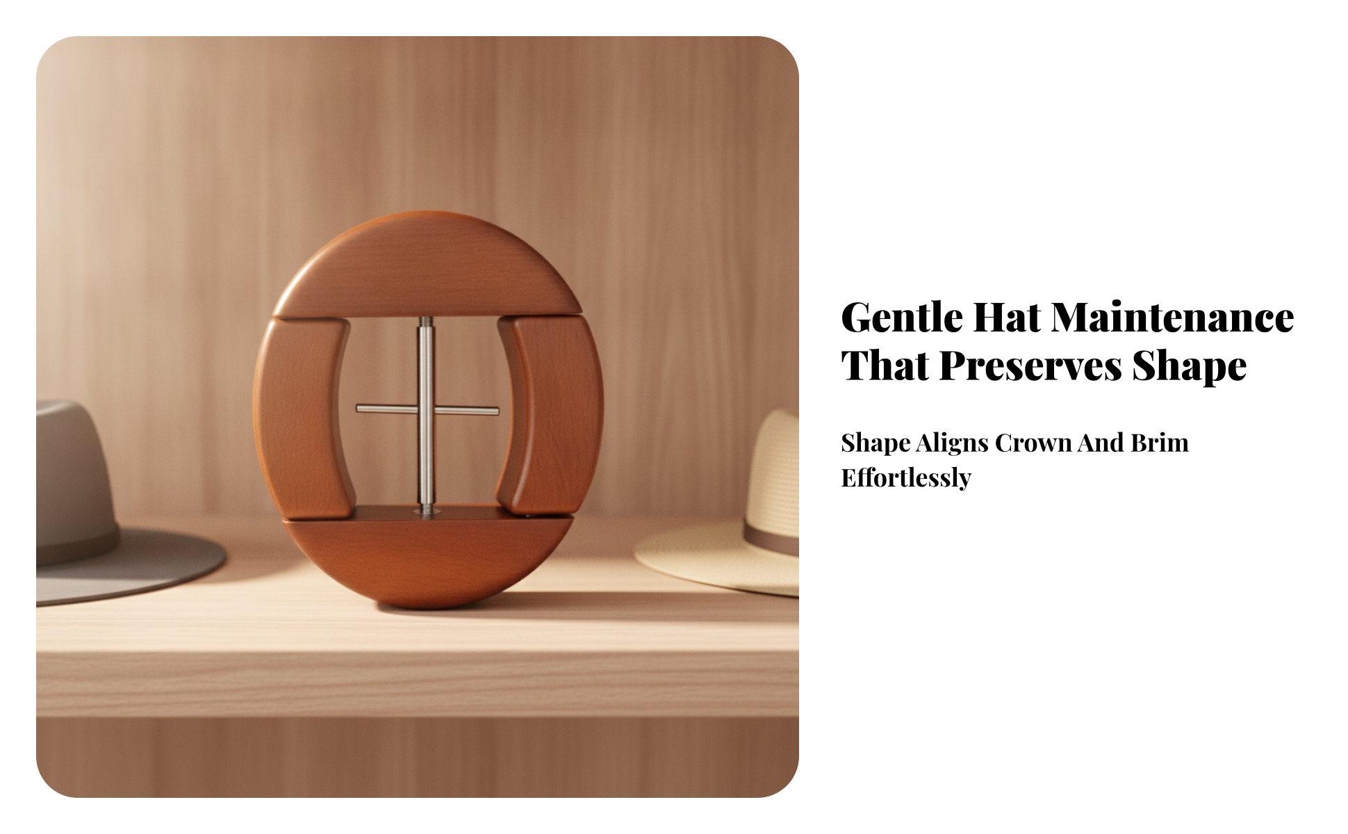 Wooden Hat Stretcher Solid Wood Hat Stretcher with Metal Screw Sturdy for Travel