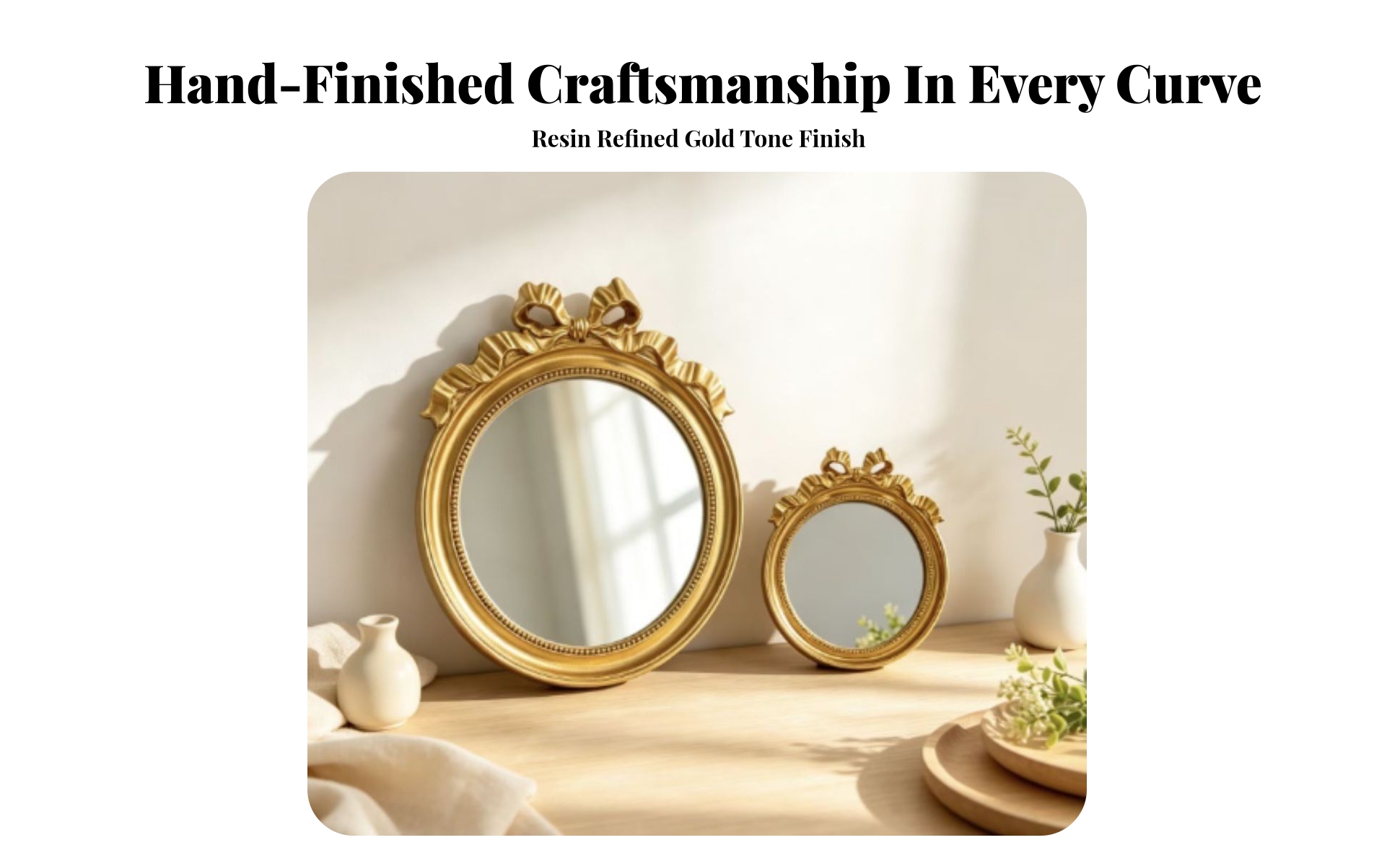 Round Decorative Mirror Vintage Mirror with Bow Detail Antique for Photo Styling