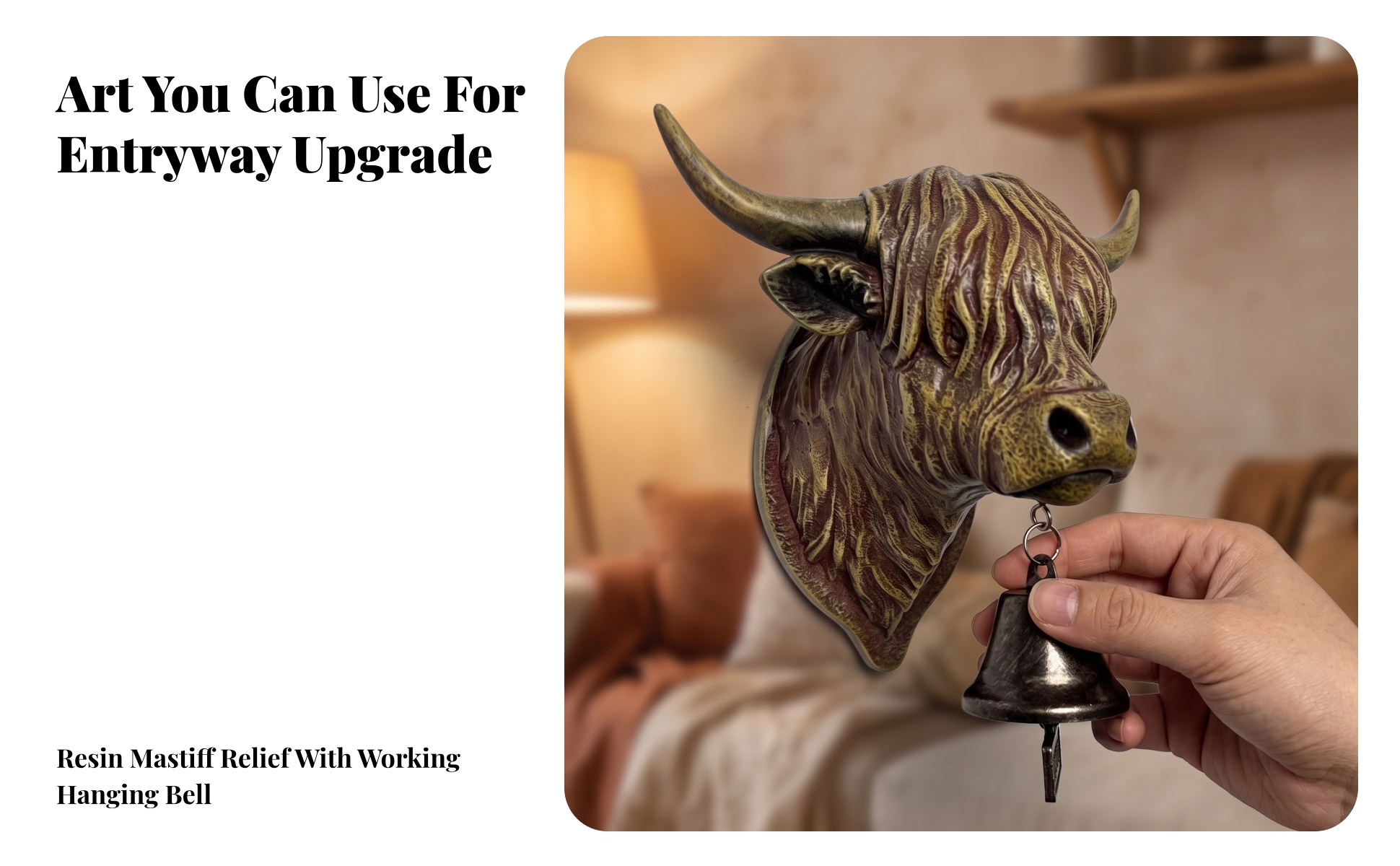 Animal Entry Chime Decorative Entry Chime with Hanging Bell Rustic for Entryway