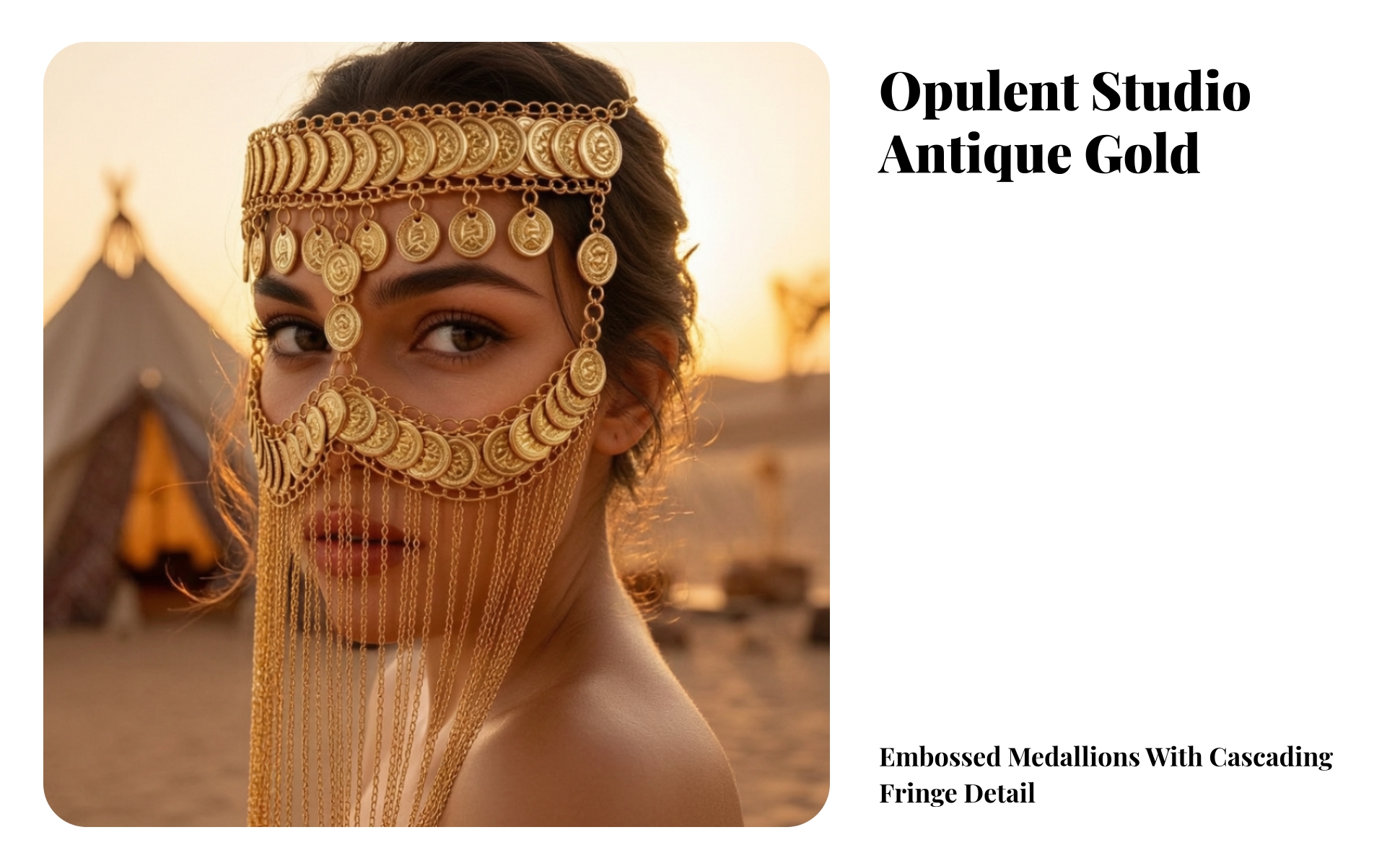 Coin Headpiece with Chain Fringe Gold-Tone Headpiece with Coin Motif Gorgeous