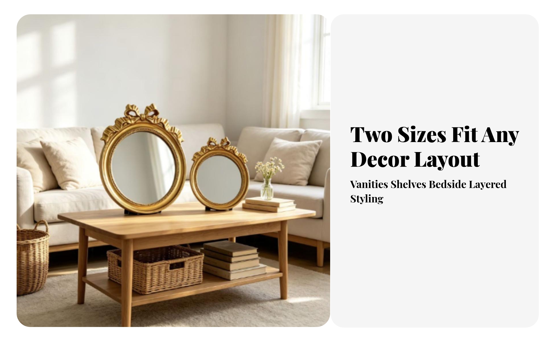 Round Decorative Mirror Vintage Mirror with Bow Detail Antique for Photo Styling