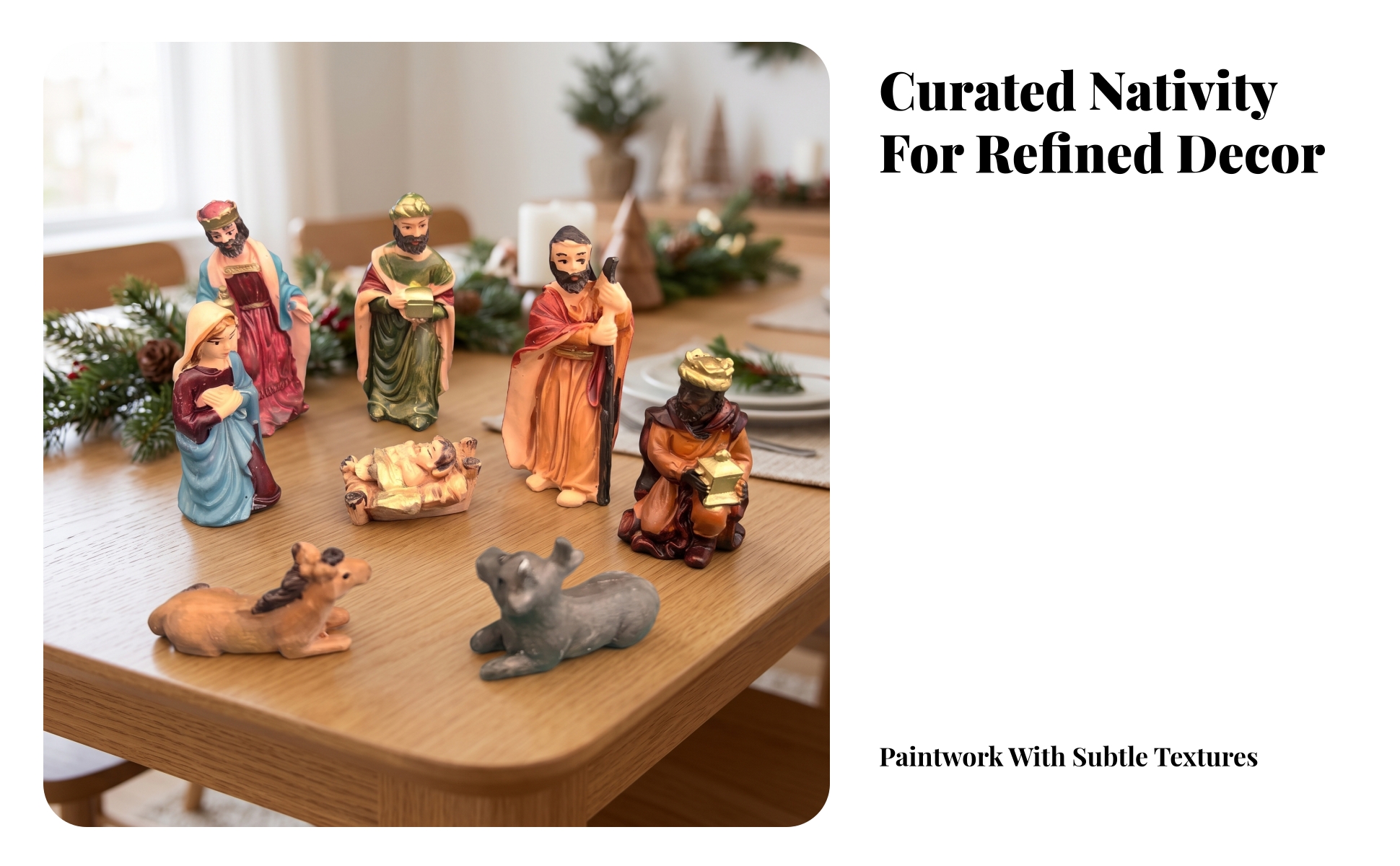 8 Pieces Nativity Figurines Artisan-Style-Style Christmas Nativity Scene Set