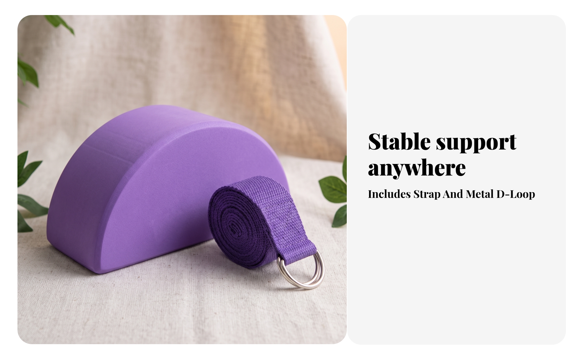 Semi-Circle Pilates Support Block Grippy Pilates Block with Strap Ergonomic