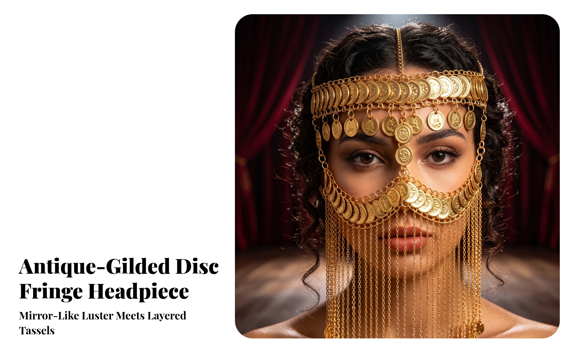 Coin Headpiece with Chain Fringe Gold-Tone Headpiece with Coin Motif Gorgeous