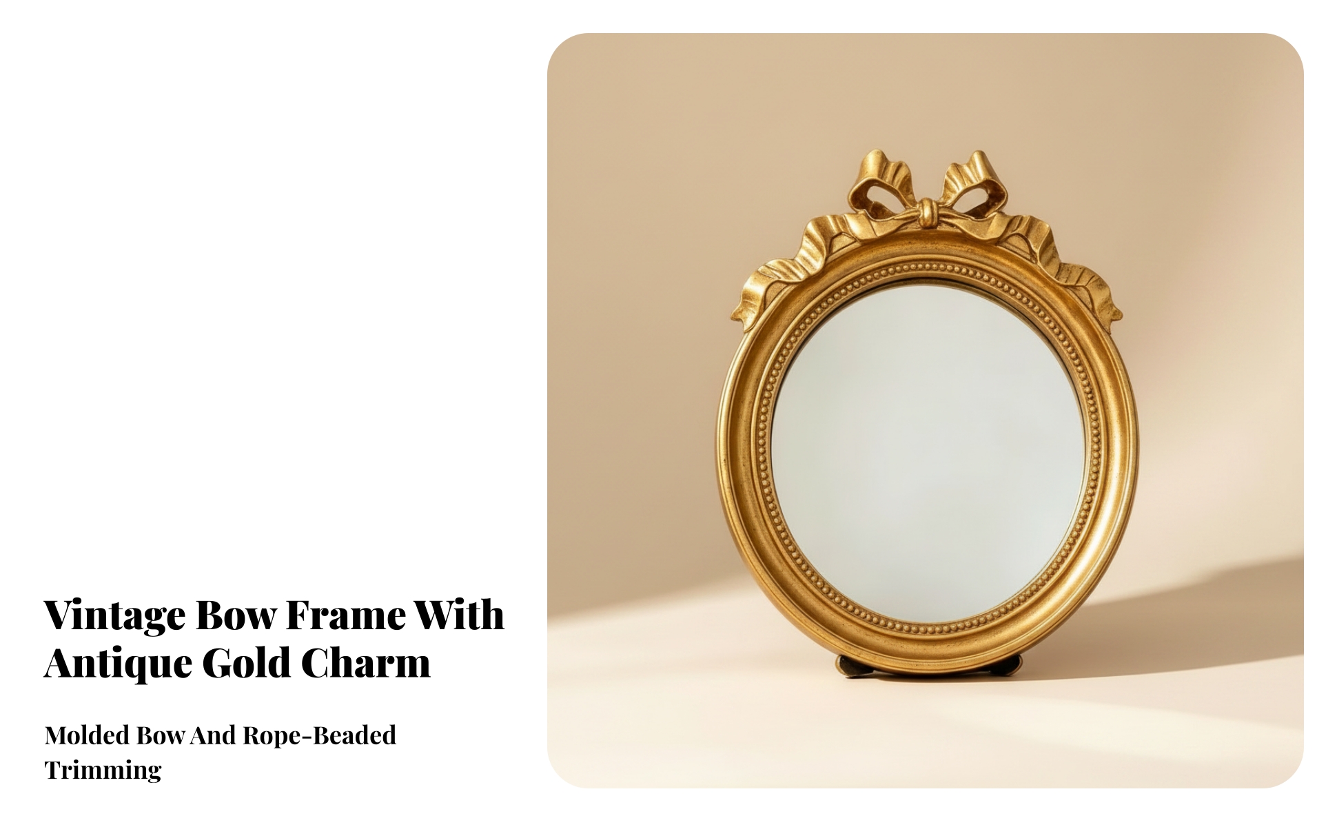 Round Decorative Mirror Vintage Mirror with Bow Detail Antique for Photo Styling