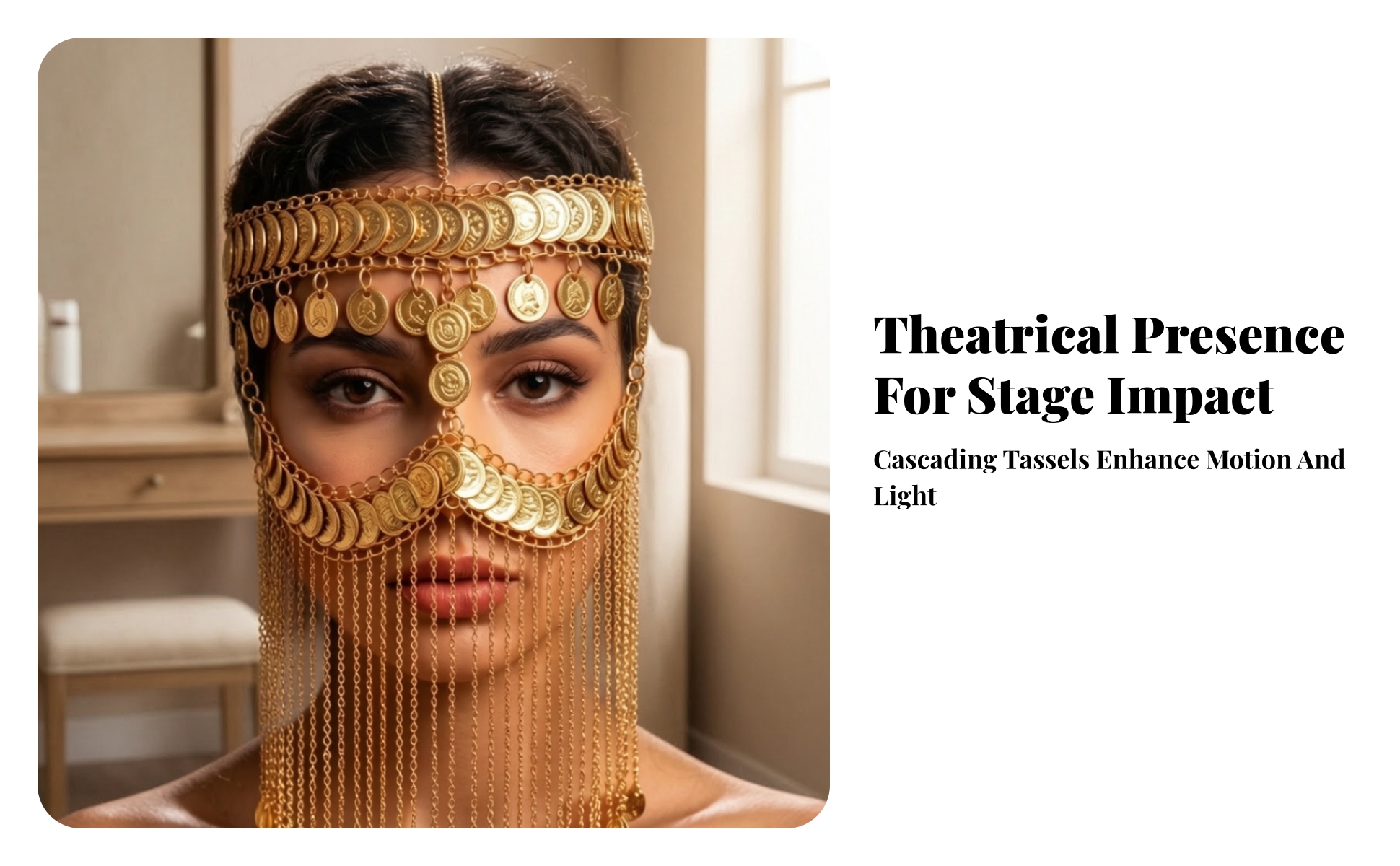 Coin Headpiece with Chain Fringe Gold-Tone Headpiece with Coin Motif Gorgeous