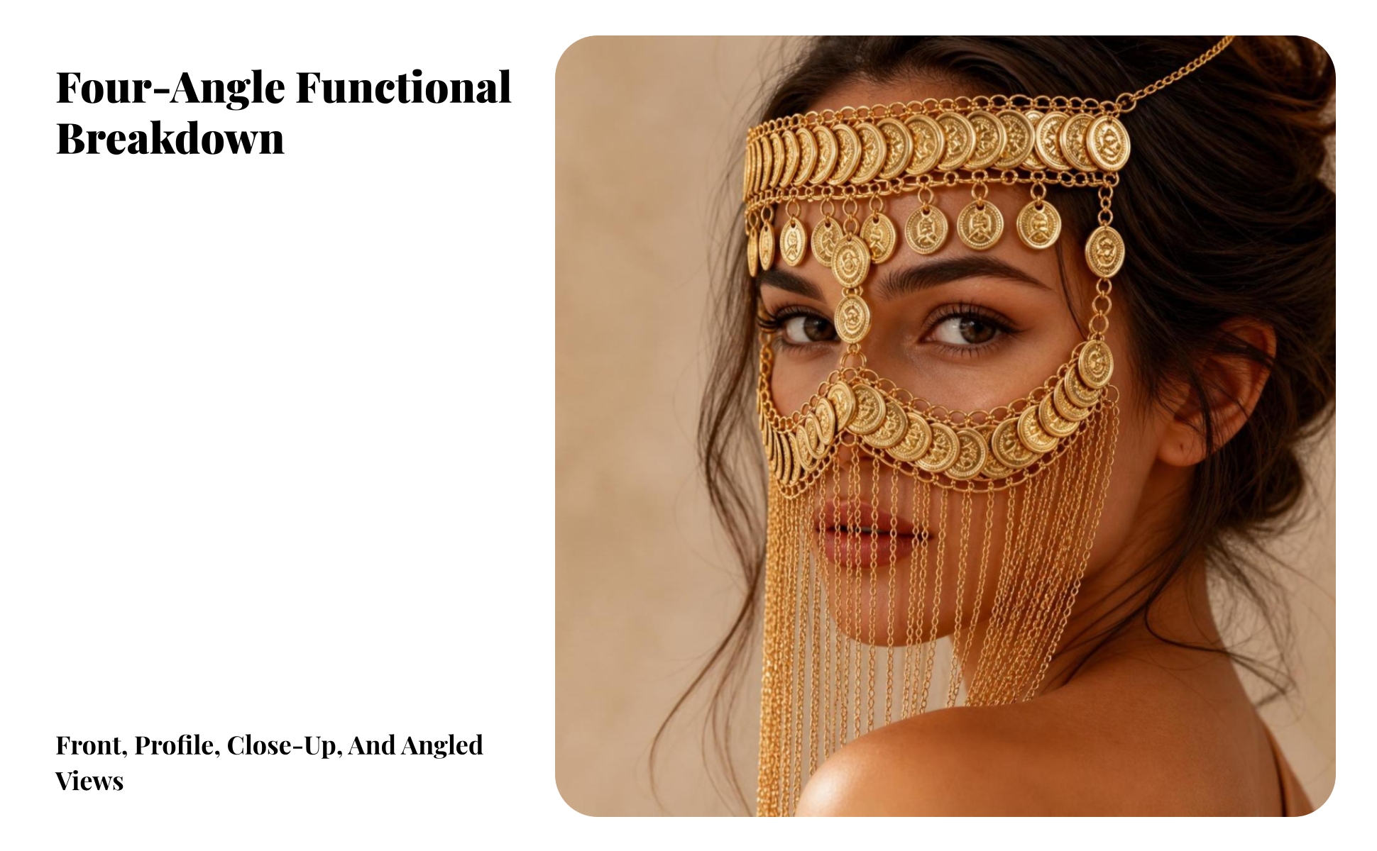 Coin Headpiece with Chain Fringe Gold-Tone Headpiece with Coin Motif Gorgeous