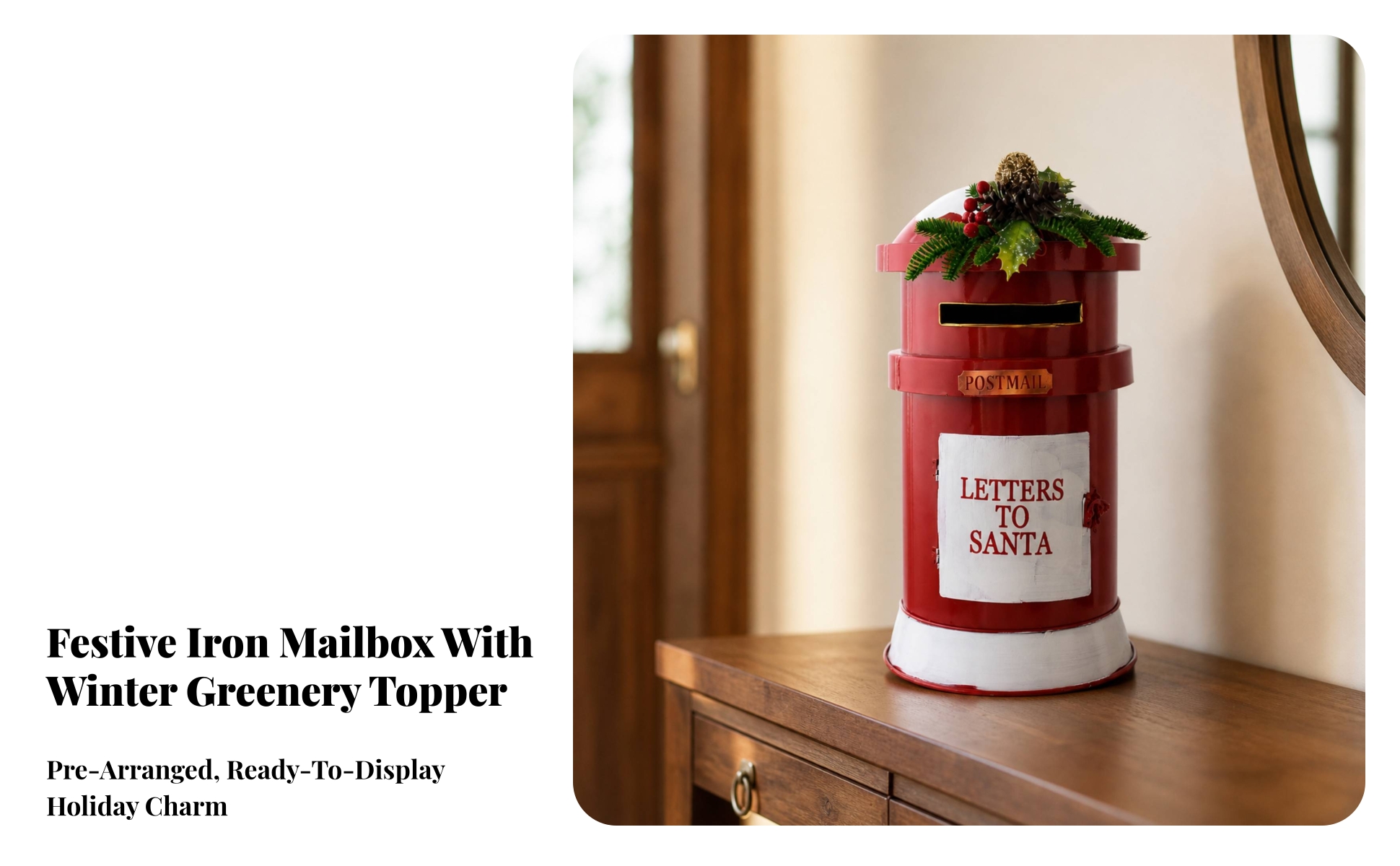 Christmas Mailbox Ornament Freestanding Christmas Mailbox Decoration Metal