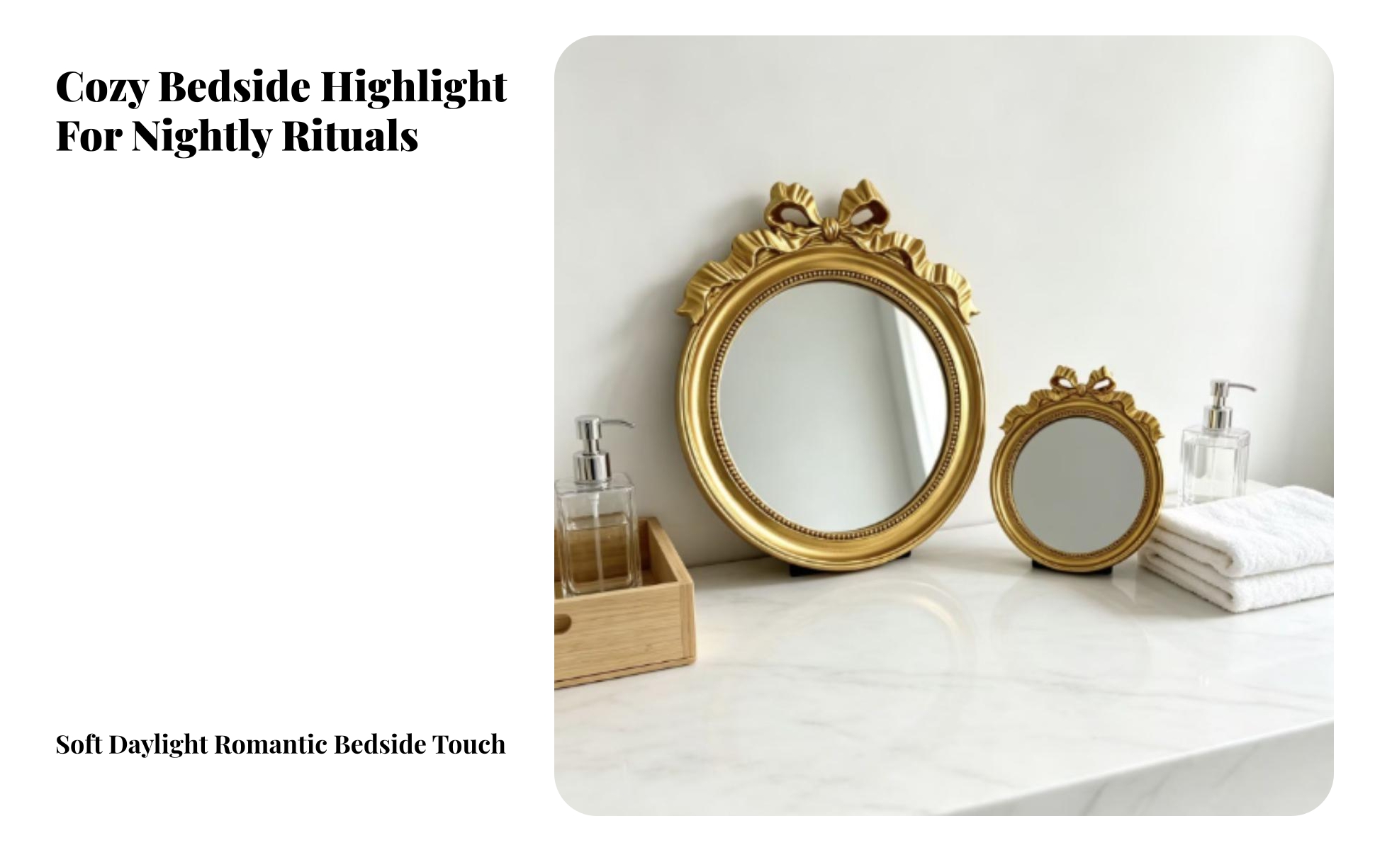Round Decorative Mirror Vintage Mirror with Bow Detail Antique for Photo Styling