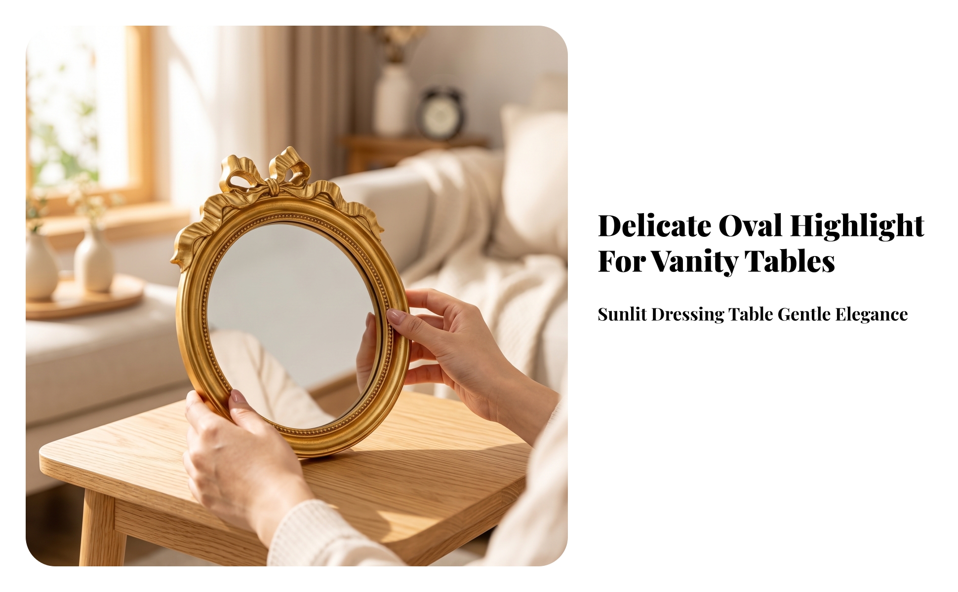Round Decorative Mirror Vintage Mirror with Bow Detail Antique for Photo Styling
