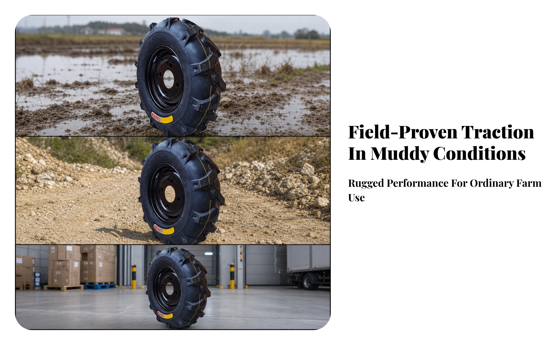 Utility Wheel All-Terrain Pneumatic Tire with Wheel Hub Heavy-Duty