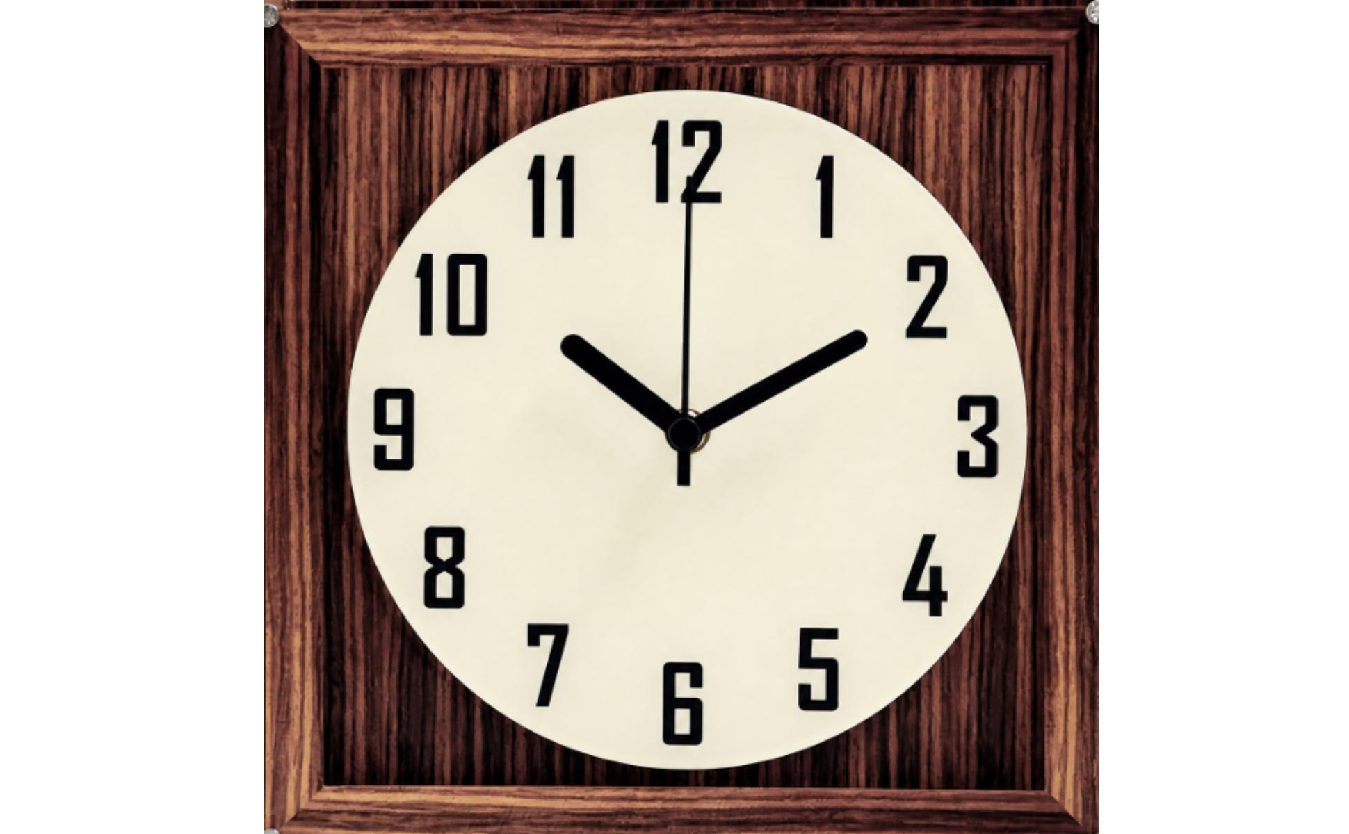 Wall Clock with Walnut Wood-Grain Acrylic Case Decorative for Lobby, Living Room