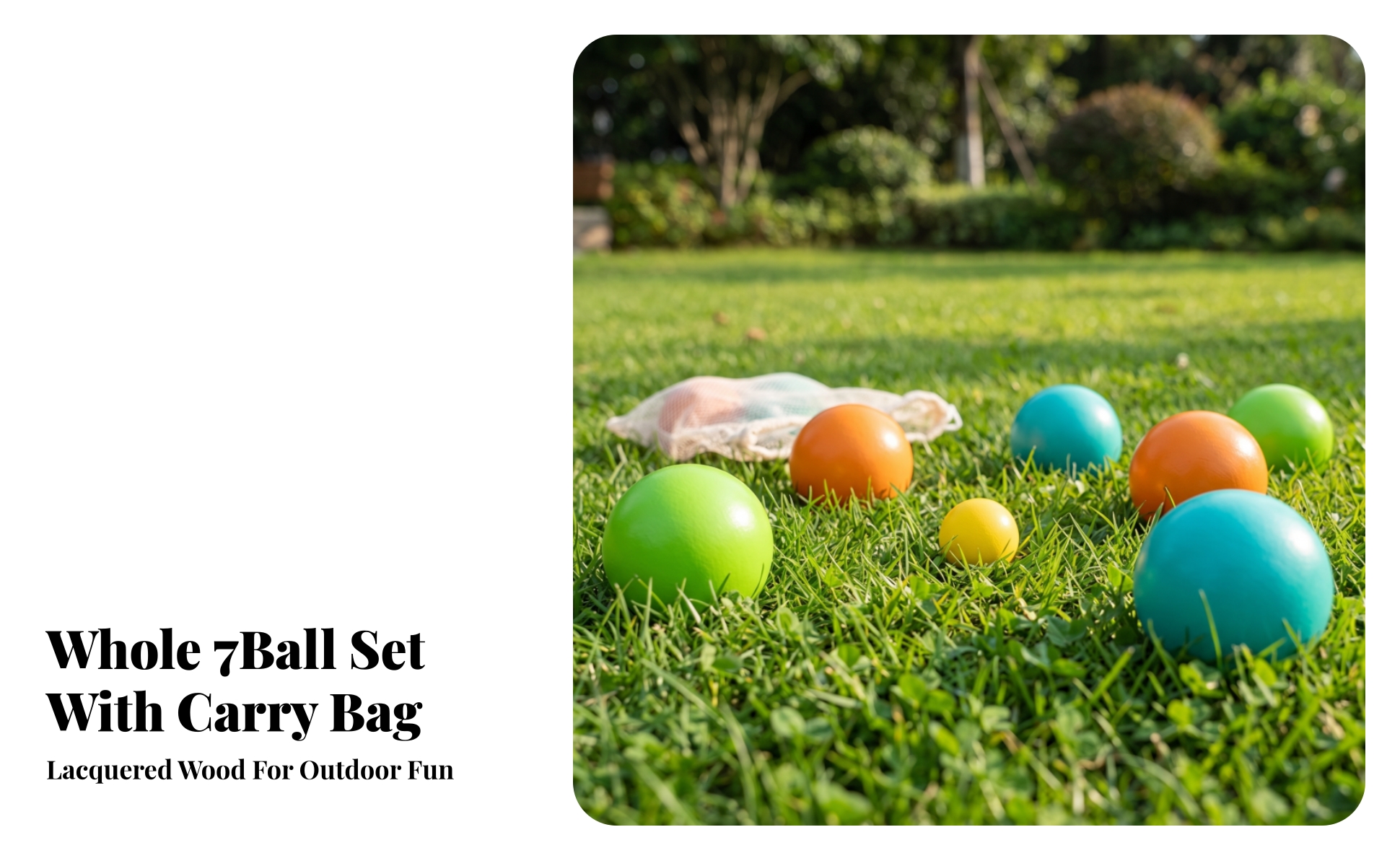 7 Pieces Wooden Bocce Ball Set High-Quality for Backyard, Park, Kids and Adults