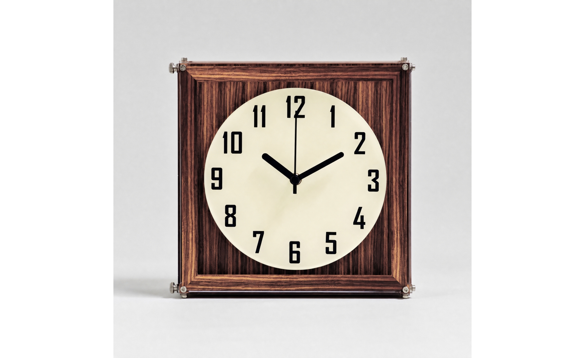 Wall Clock with Walnut Wood-Grain Acrylic Case Decorative for Lobby, Living Room