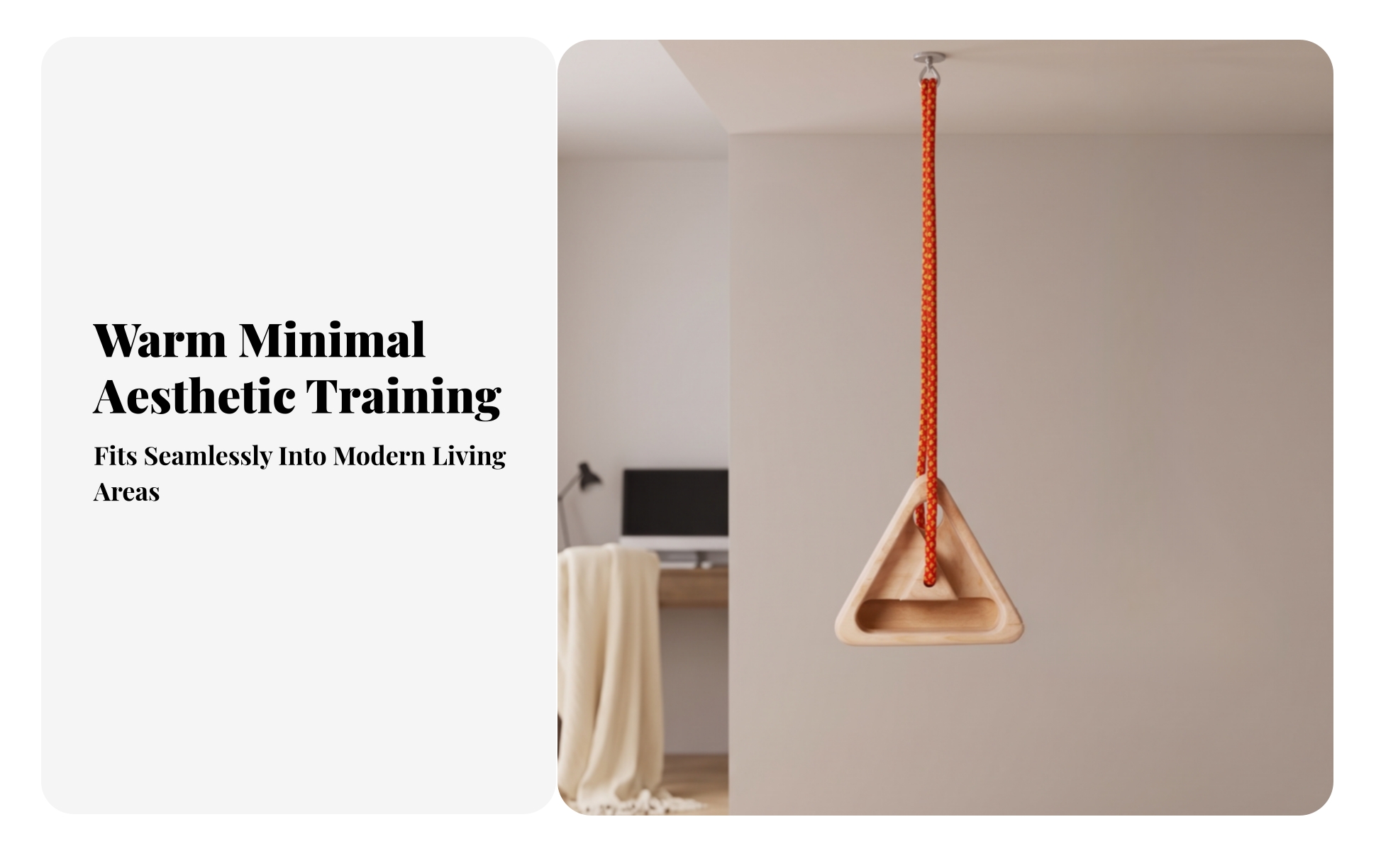 Triangular Climbing Board with Rope Natural Wood Wooden Hangboard with Rope