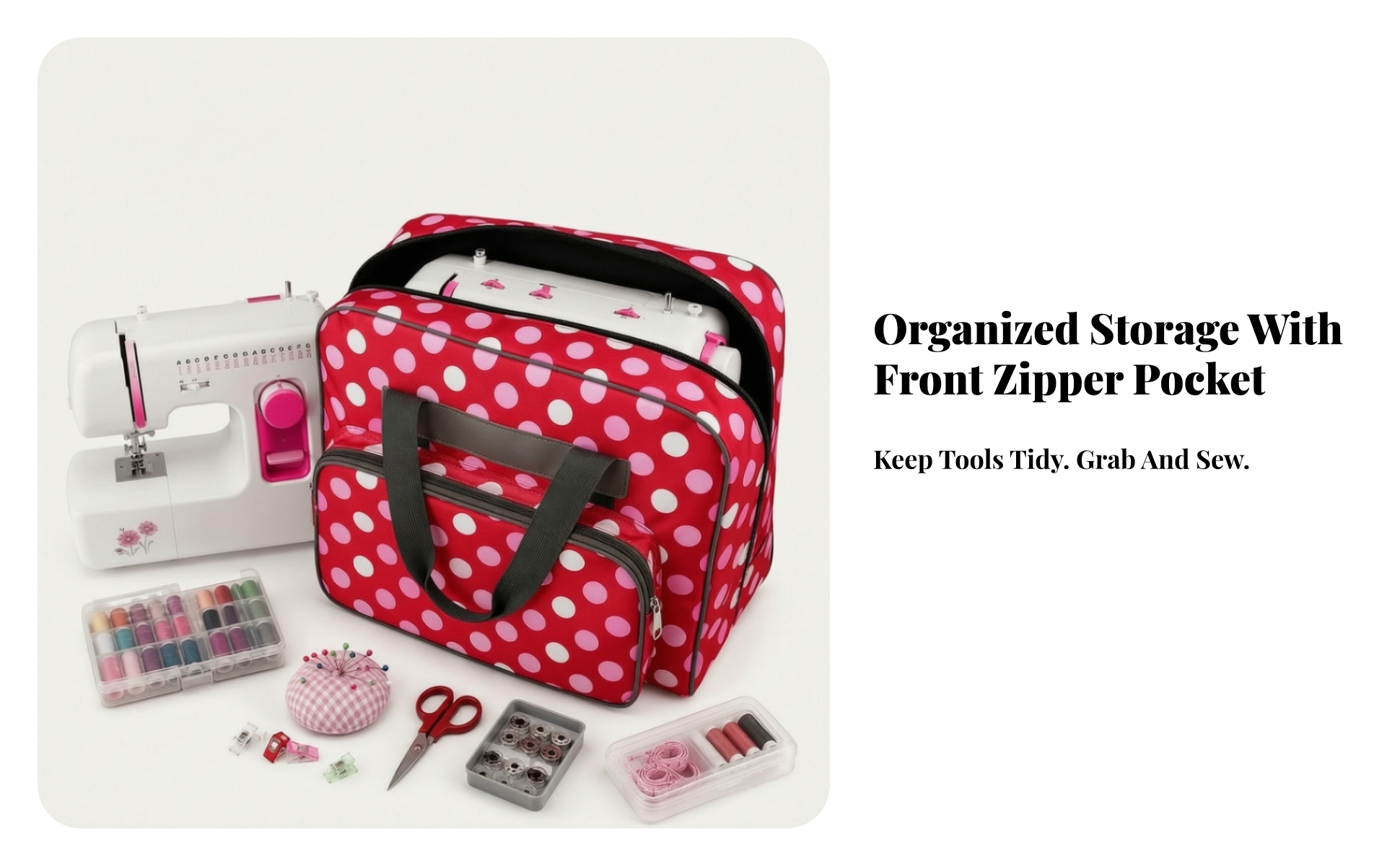 Carrying Case Heavy Duty Sewing Machine Bag with Front Pocket Padded for Travel
