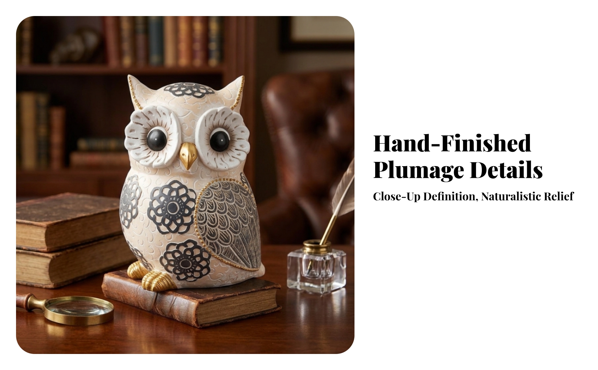 Owl Figurine Decorative Owl Ornament Resin for Bookshelf, Living Room