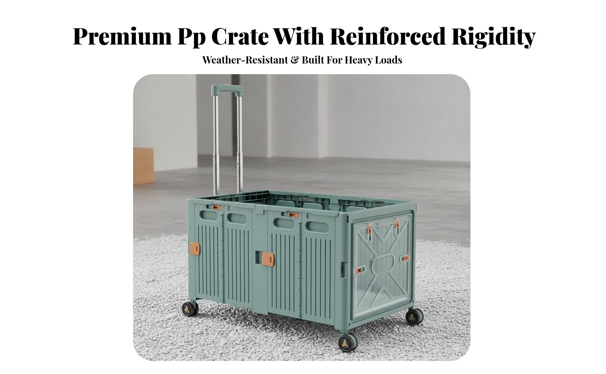 Storage Crate with Wheels and Handle Portable Foldable Storage Box with Wheels
