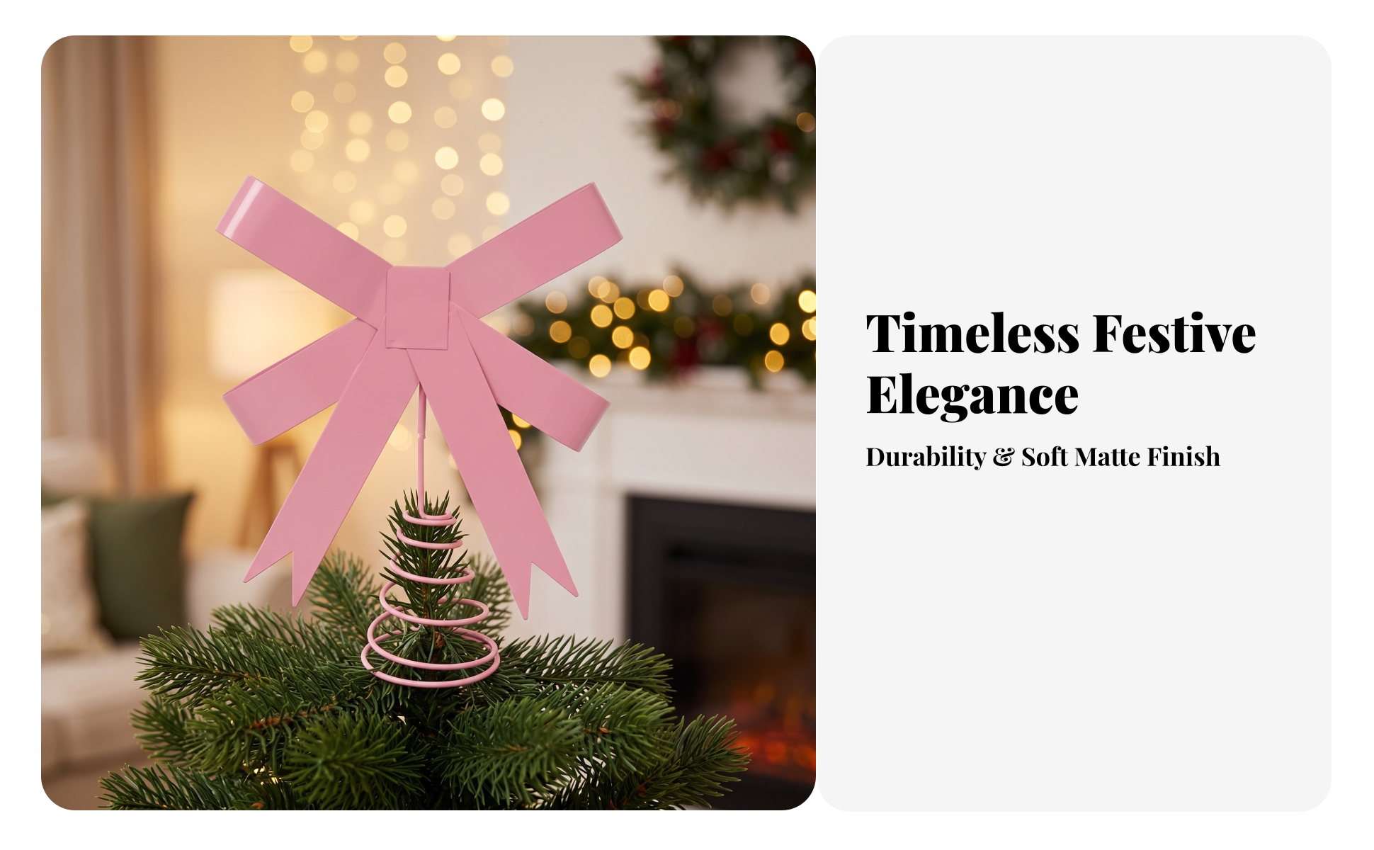 Ribbon Bow Tree Topper Iron Bow Tree Topper with Spiral Base Shiny
