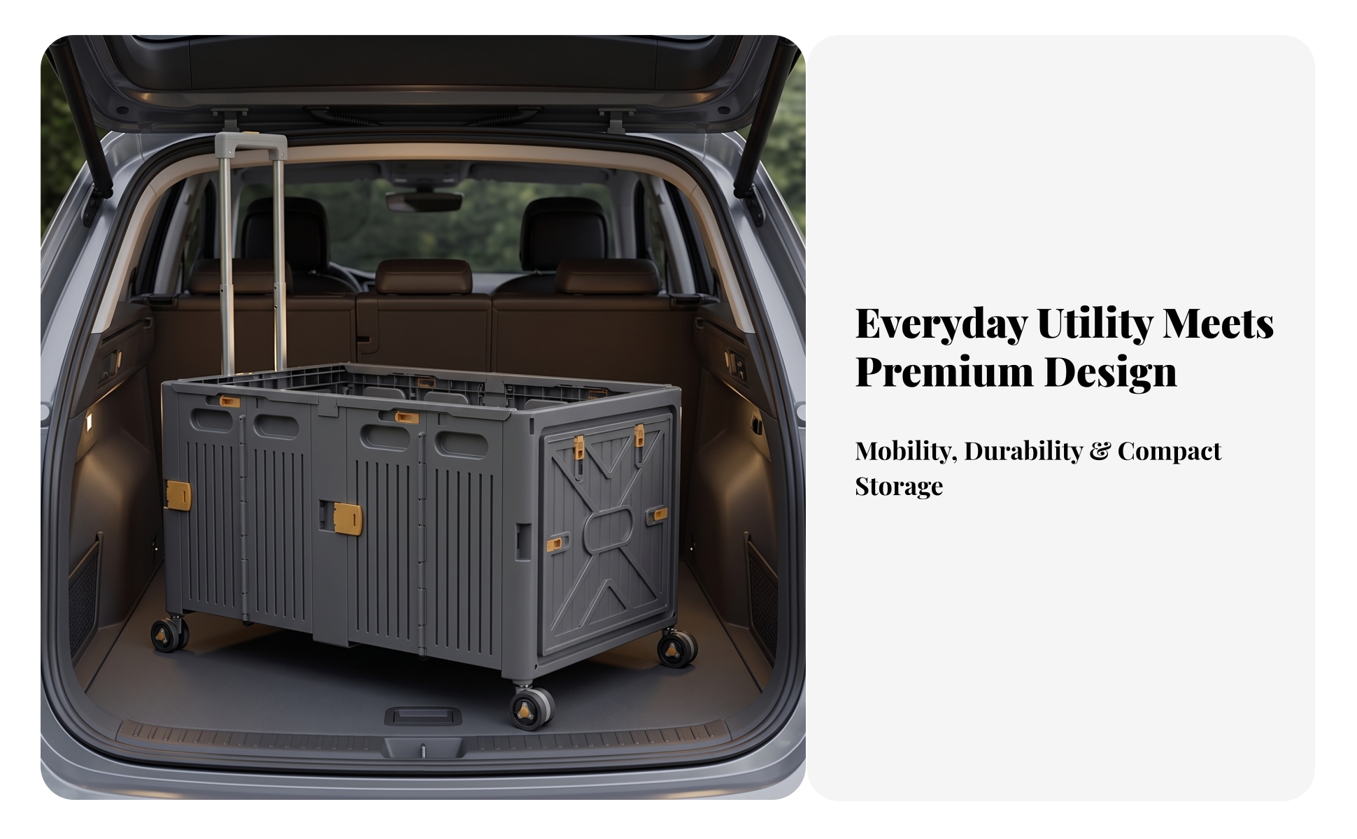 Storage Crate with Wheels and Handle Portable Foldable Storage Box with Wheels