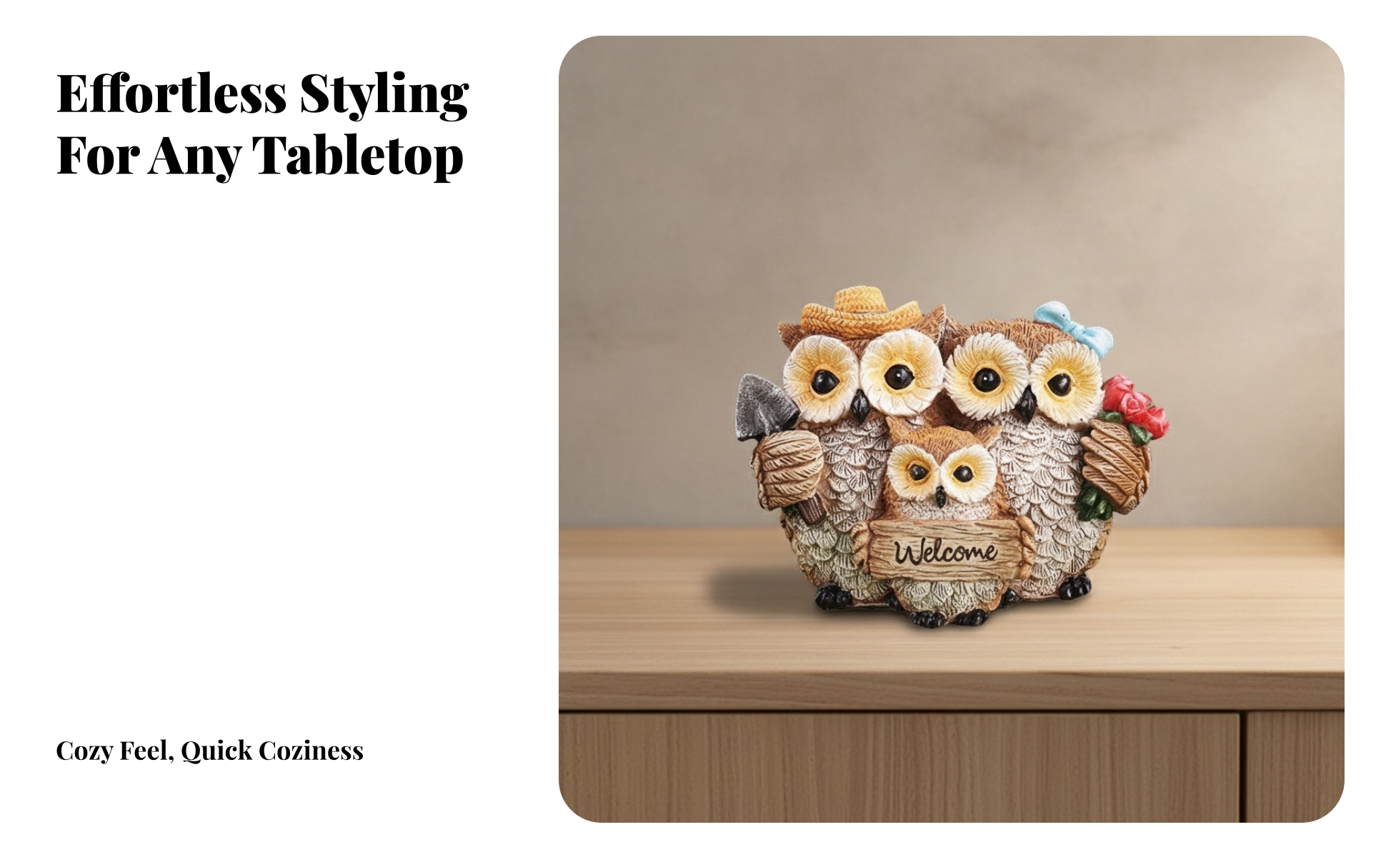 Owl Figurine Decorative Owl Ornament Resin for Bookshelf, Living Room