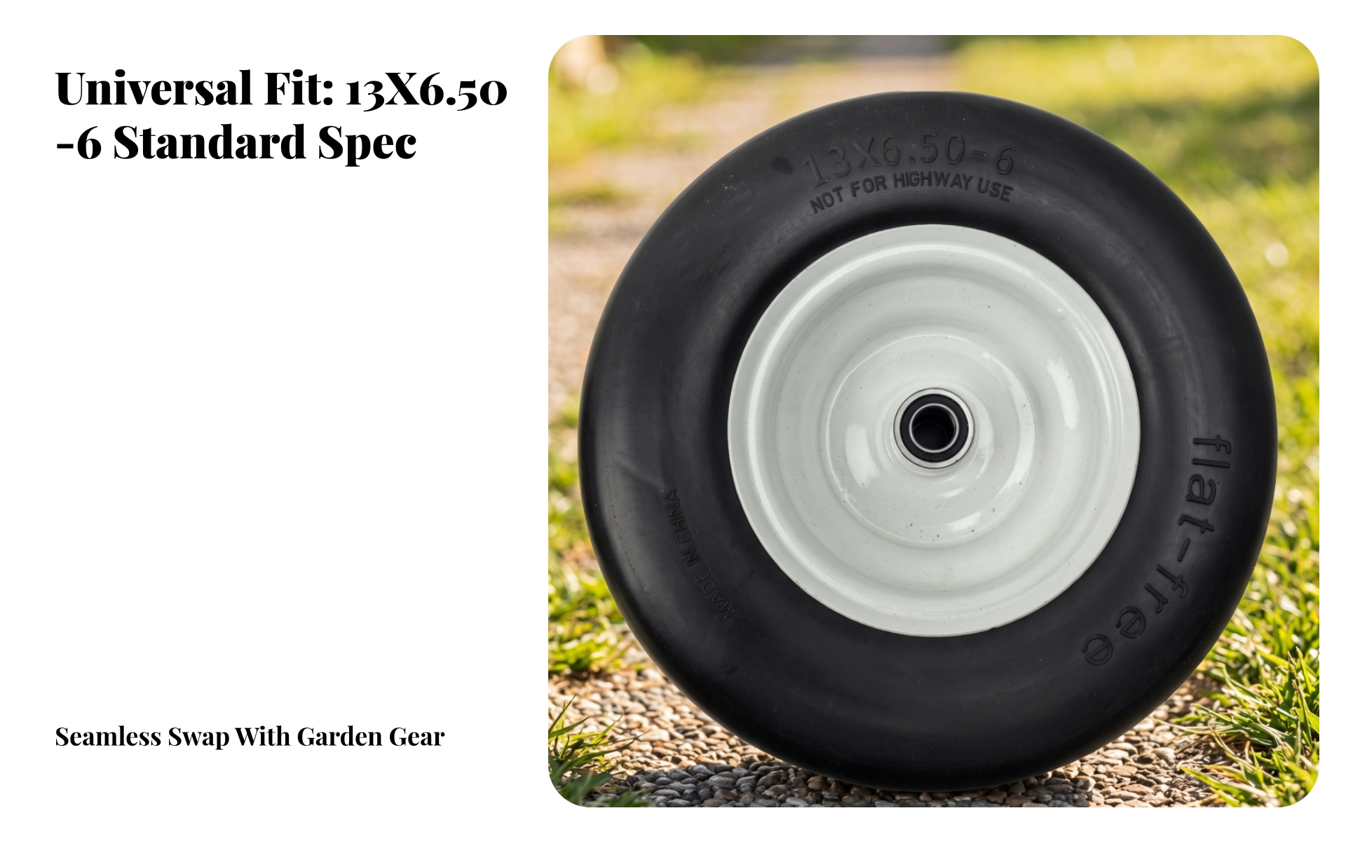 13x6.50-6 Solid Tire Puncture-Resistant for Farm Equipment, Landscapers, Farmers