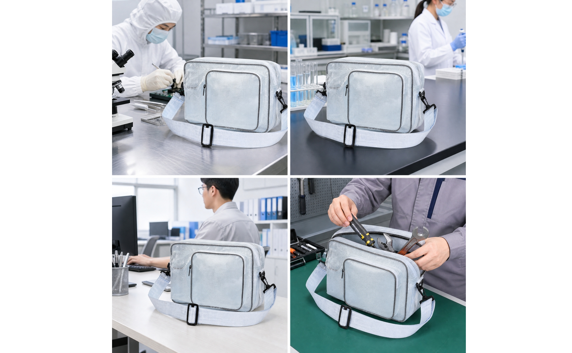 PVC Tool Bag Anti-Static Crossbody Tool Bag Lightweight for Workshop, Engineers