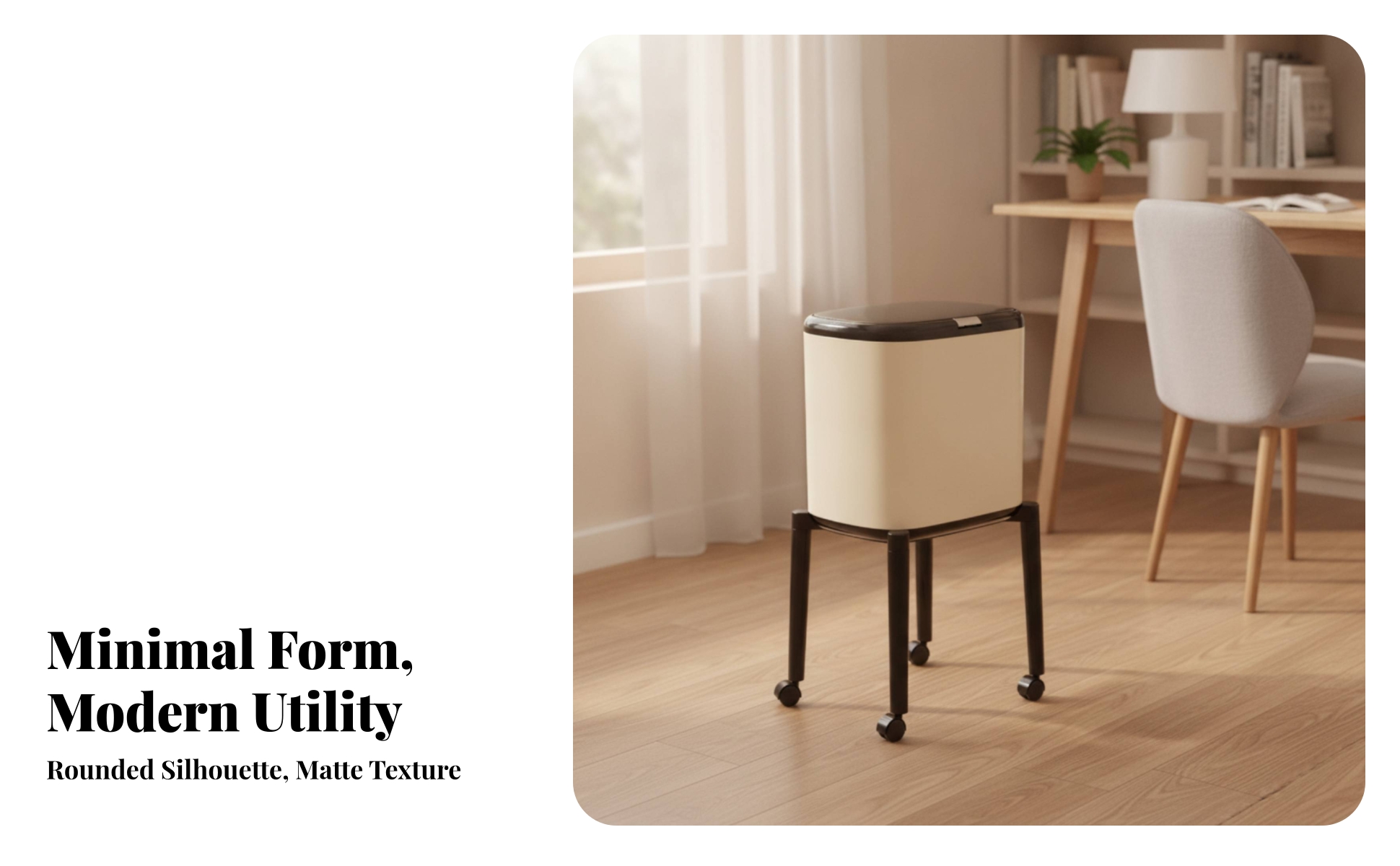 Press Top Trash Can Slim Trash Can with Wheels Mobile for Kitchen, Bathroom