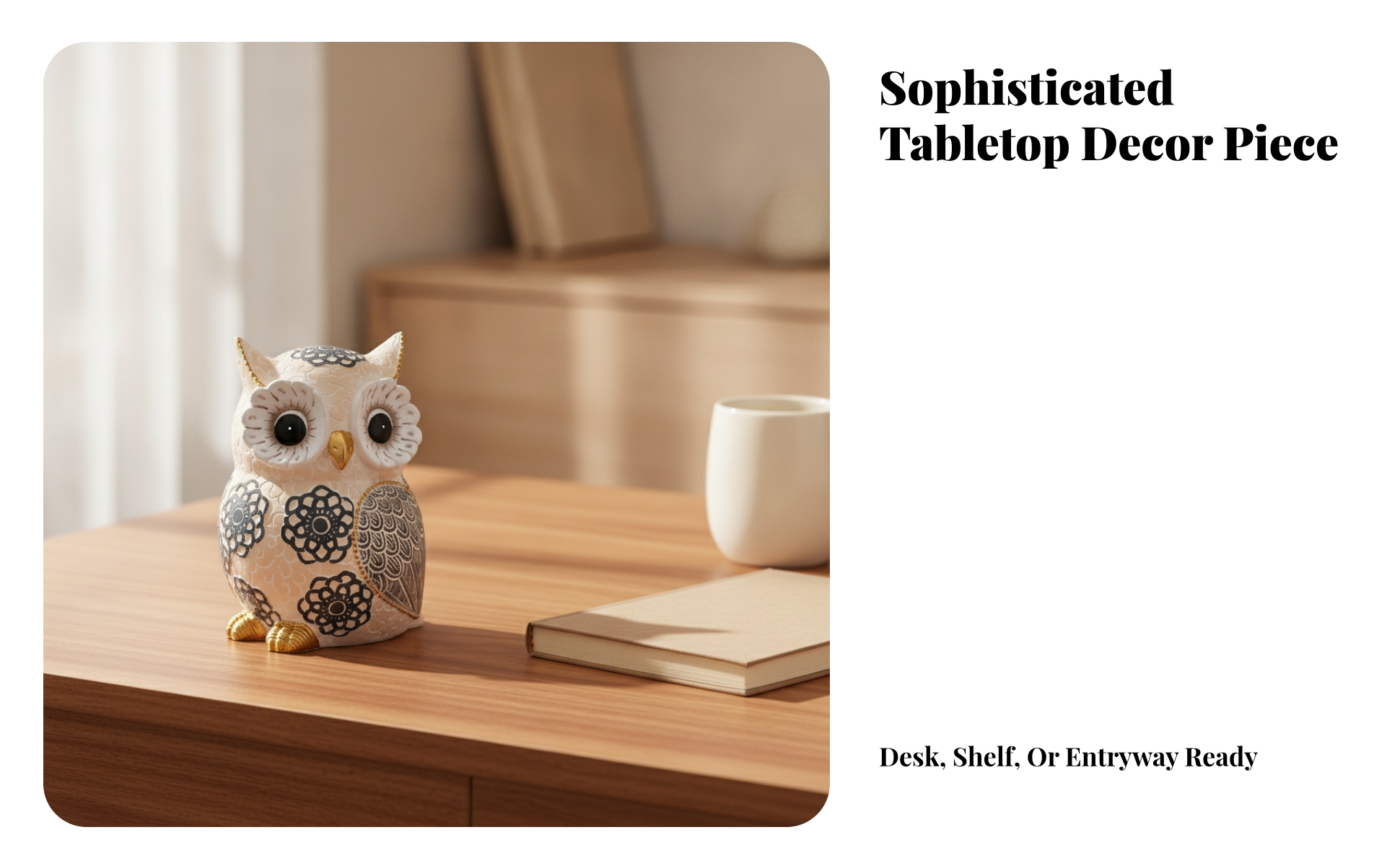 Owl Figurine Decorative Owl Ornament Resin for Bookshelf, Living Room