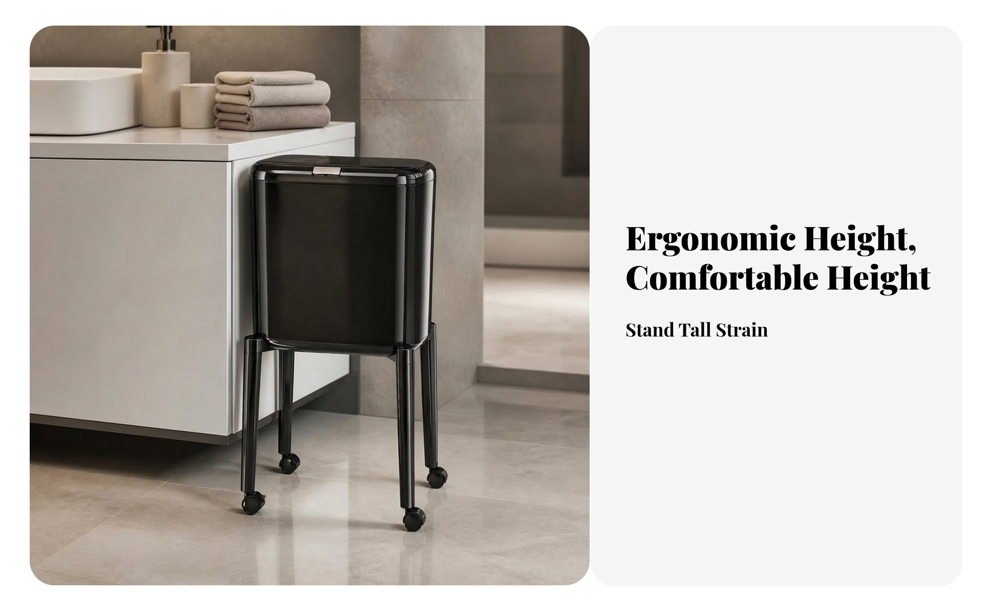 Press Top Trash Can Slim Trash Can with Wheels Mobile for Kitchen, Bathroom
