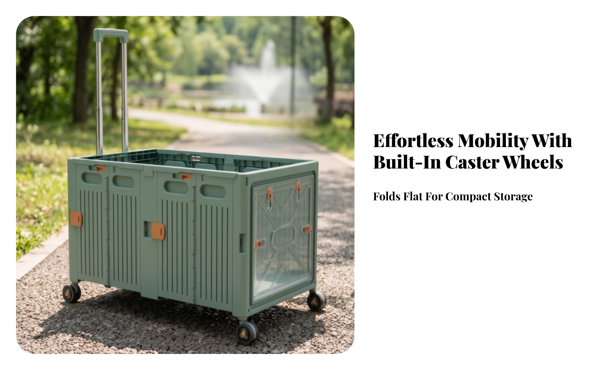 Storage Crate with Wheels and Handle Portable Foldable Storage Box with Wheels