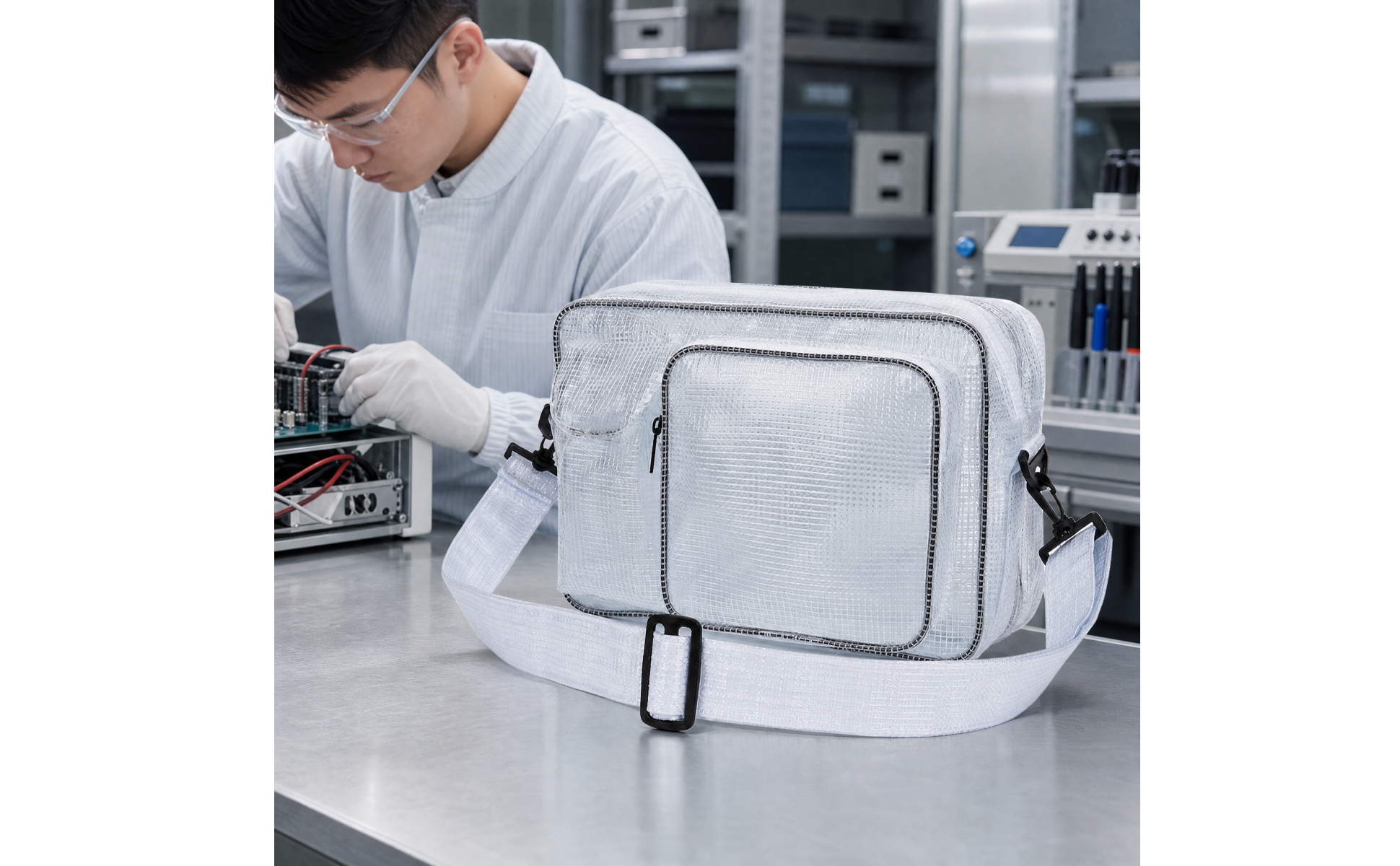 PVC Tool Bag Anti-Static Crossbody Tool Bag Lightweight for Workshop, Engineers