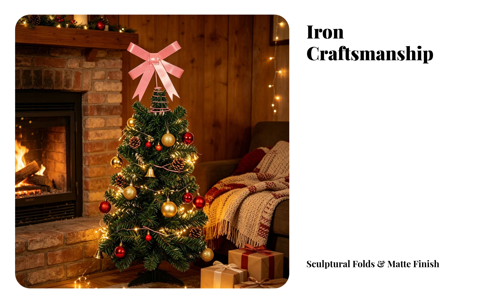 Ribbon Bow Tree Topper Iron Bow Tree Topper with Spiral Base Shiny