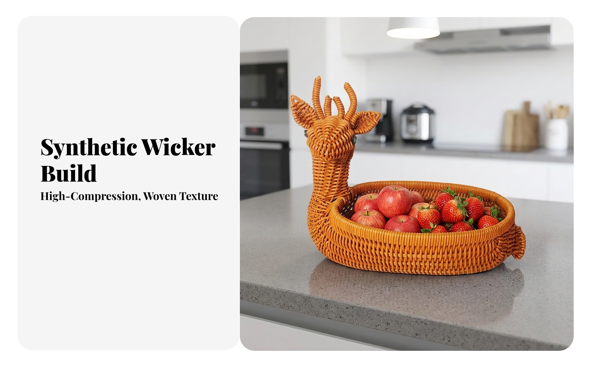 Deer Basket Rustic Animal Shaped Basket Cute for Kitchen Countertop, Living Room