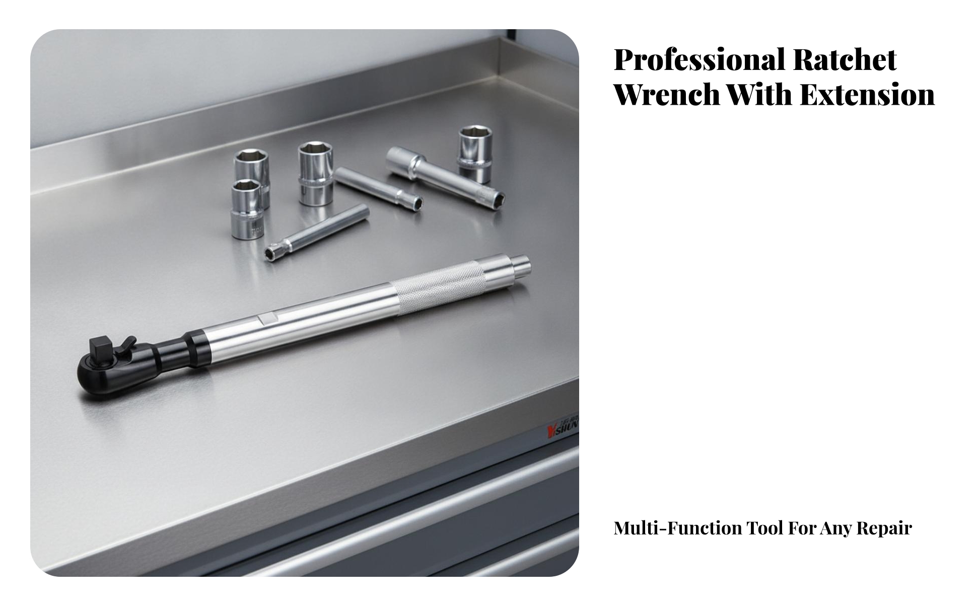 Ratchet Wrench CR-V Steel Ratchet Wrench with Knurled Grip Long-Reach for Diyers