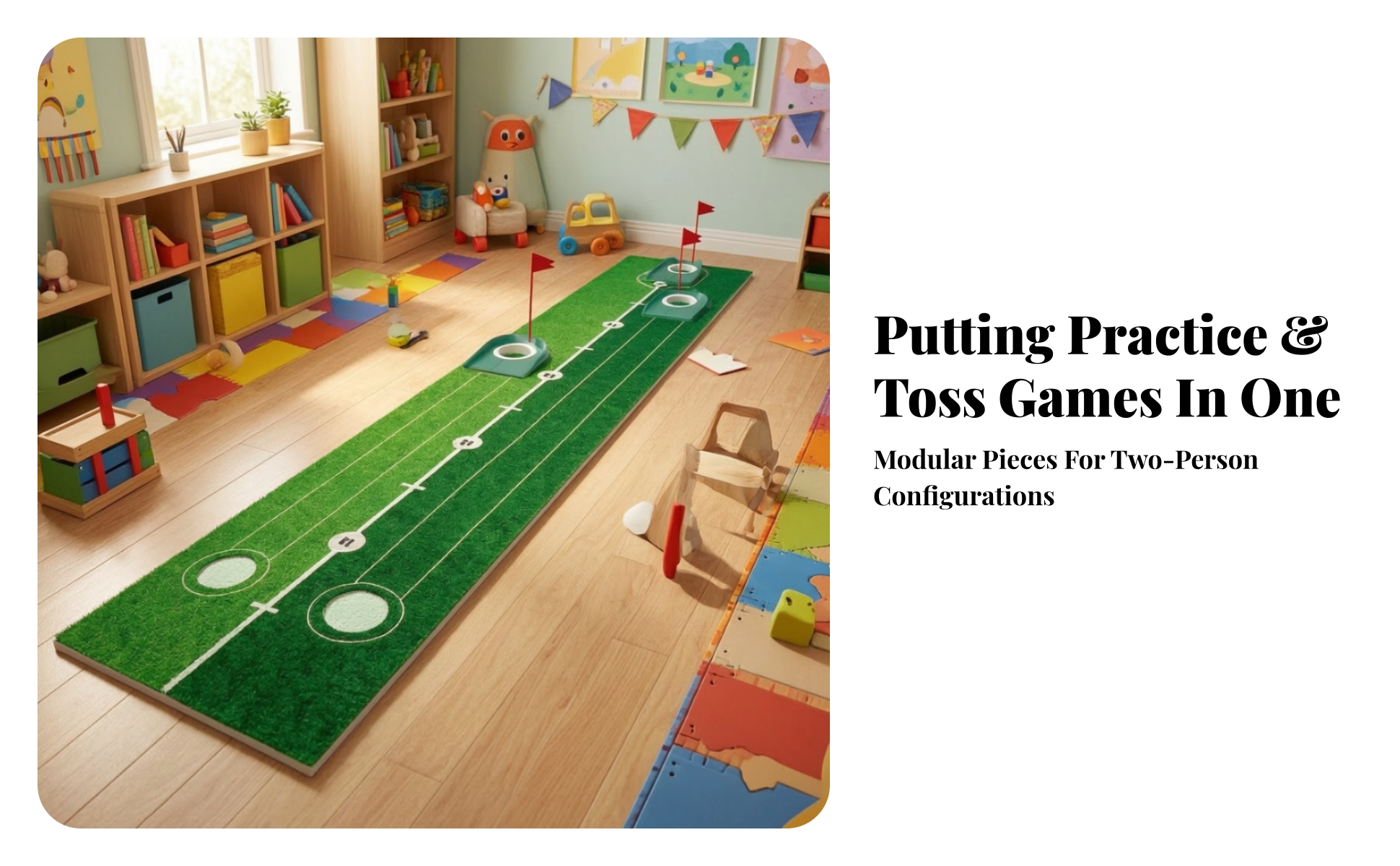 Golf Putting Game Set Portable Putting Game Mat with Carrying Bag for Home, Kids
