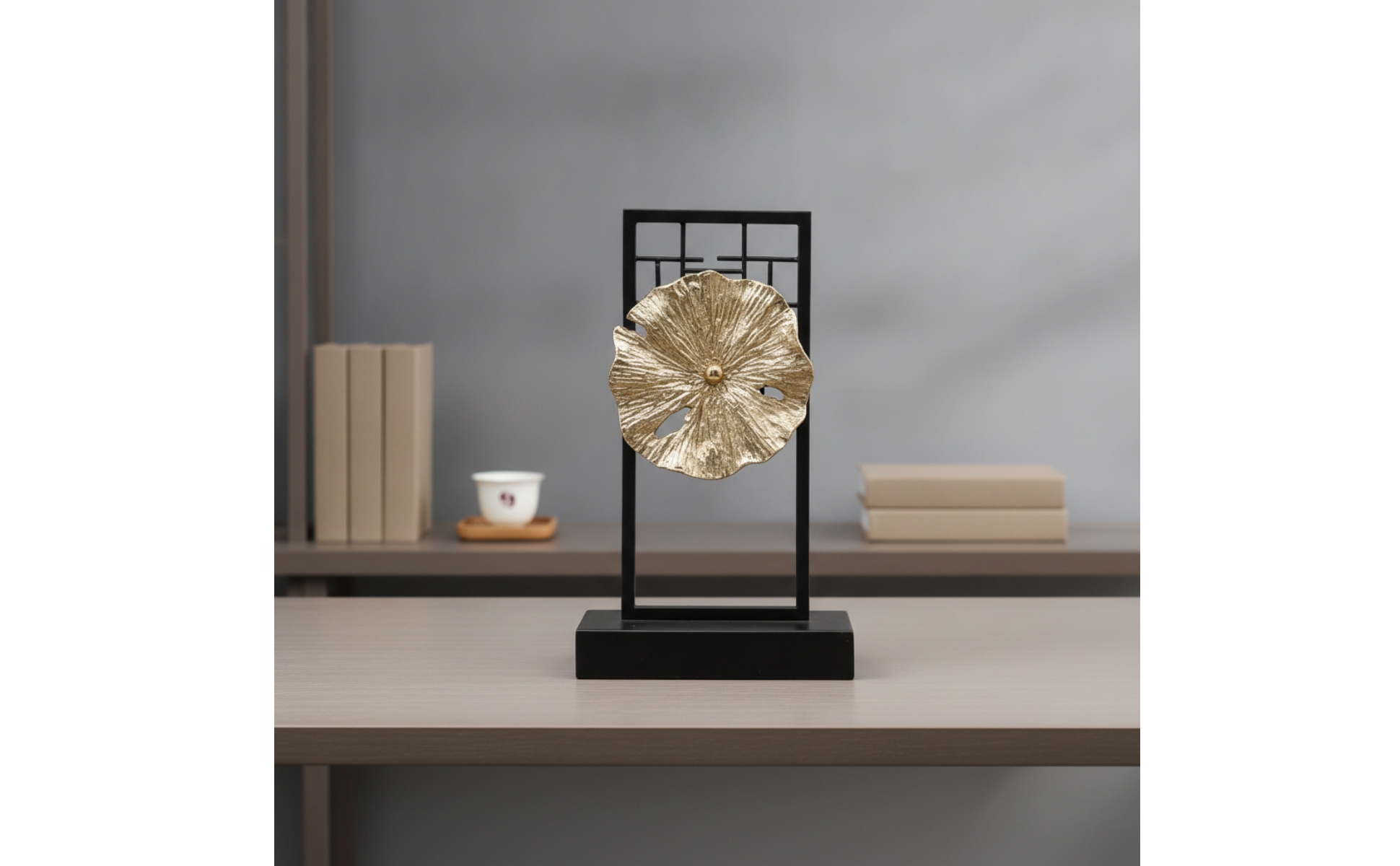 Lotus Leaf Decorative Stand Textured Chinese-Inspired Botanical Decor Sturdy