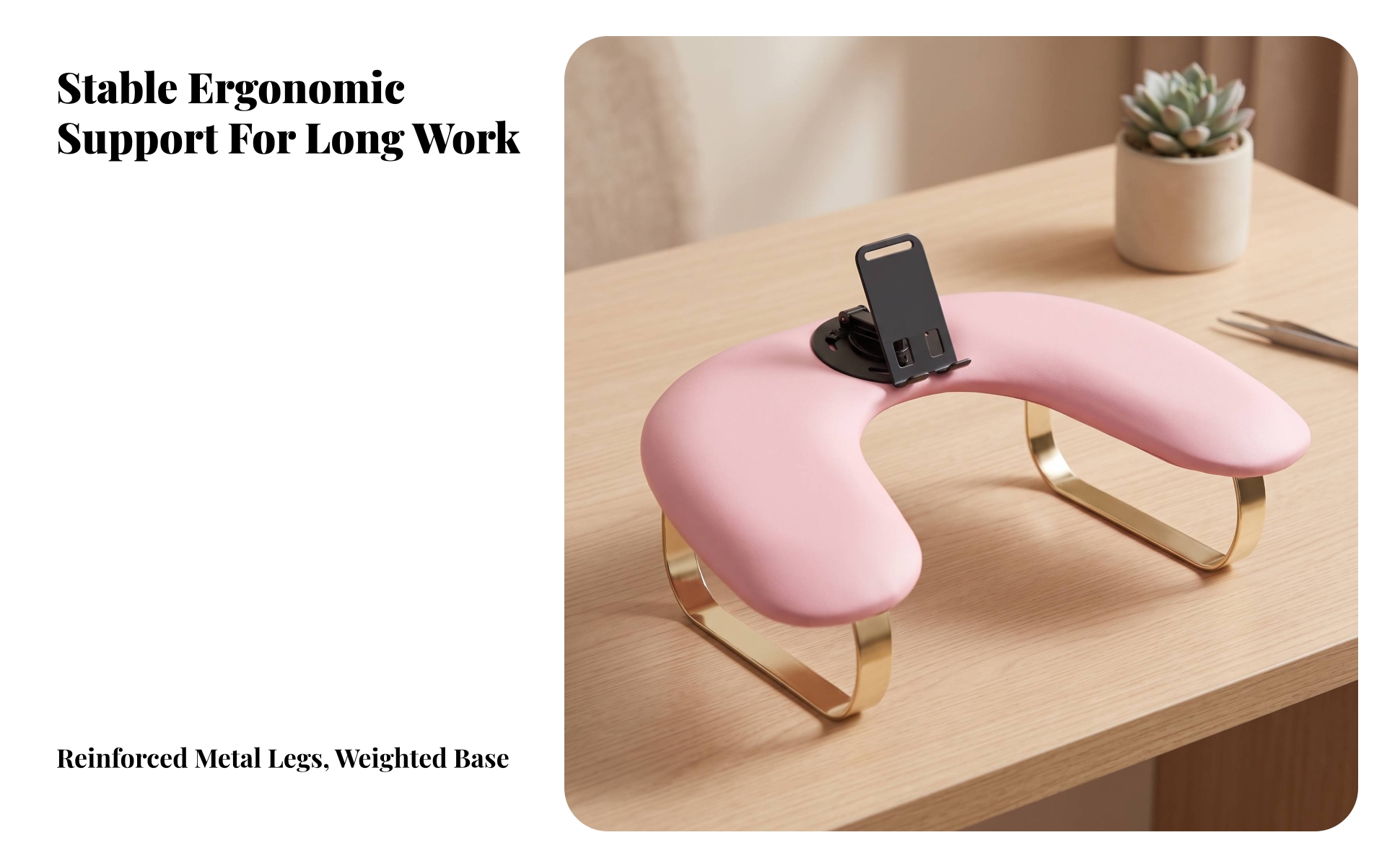 Manicure Hand Rest with Phone Holder Ergonomic Nail Arm Rest with Phone Holder