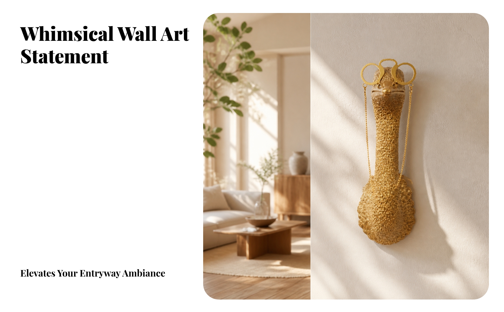 Synthetic Resin Ostrich Wall Decor Sculptural for Entryway, Living Room