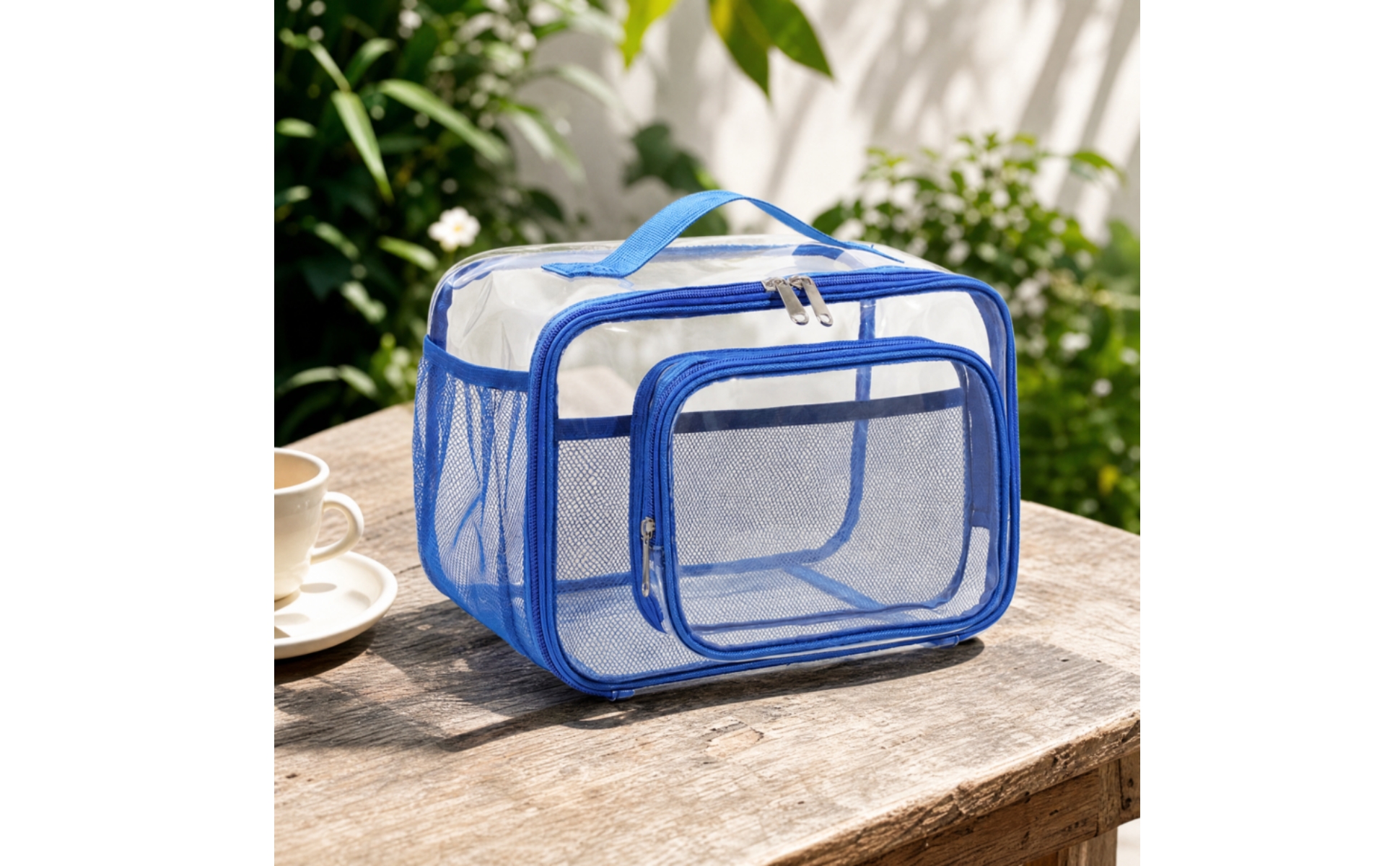 Transparent PVC Carry Bag Waterproof Clear Toiletry Bag with Zipper Wipe-Clean
