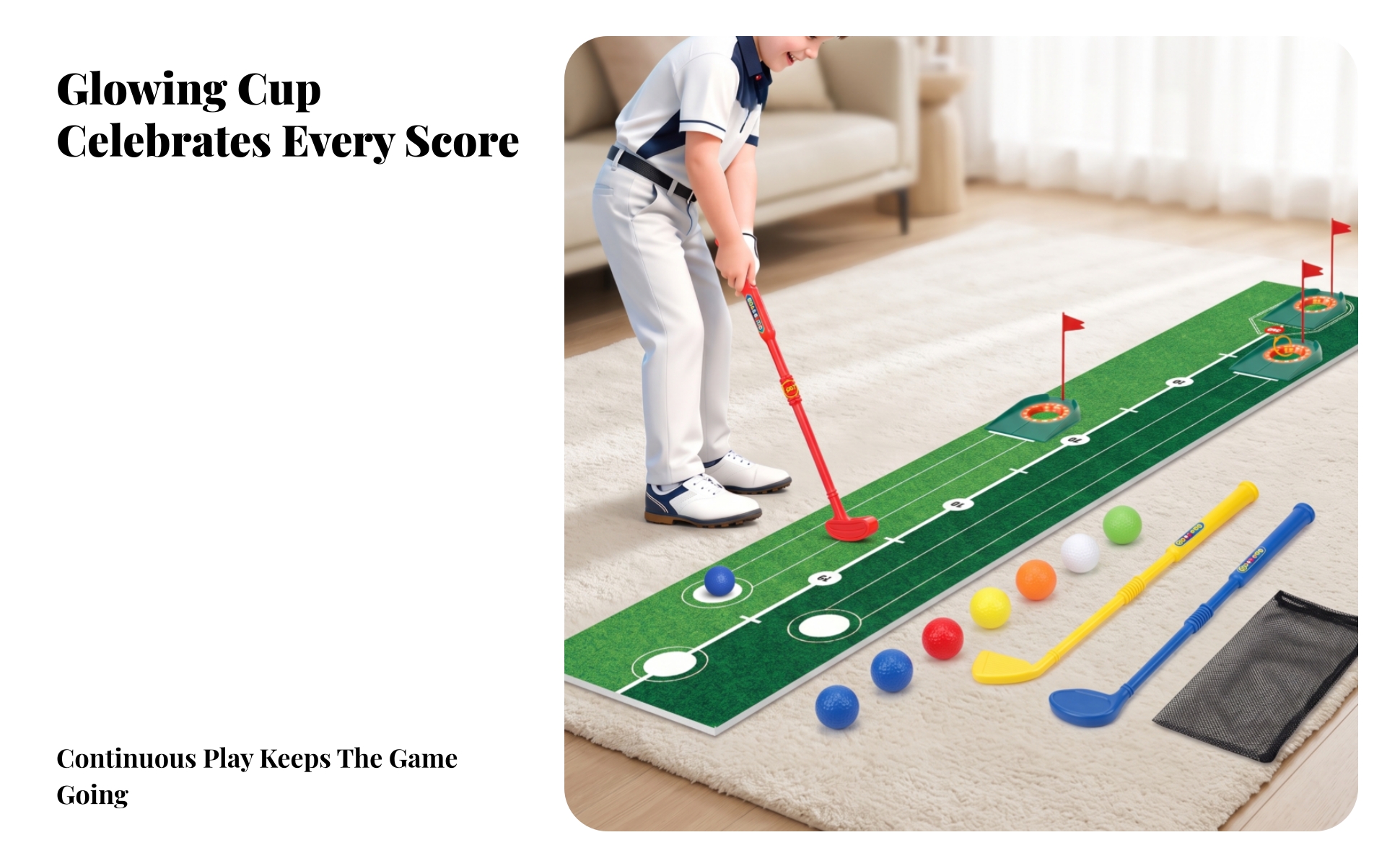Golf Putting Game Set Portable Putting Game Mat with Carrying Bag for Home, Kids
