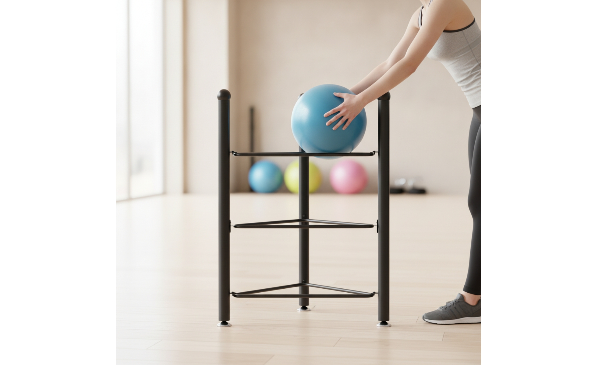 Storage Rack Vertical Multi-Level Exercise Ball Rack for Gym Storage Corner