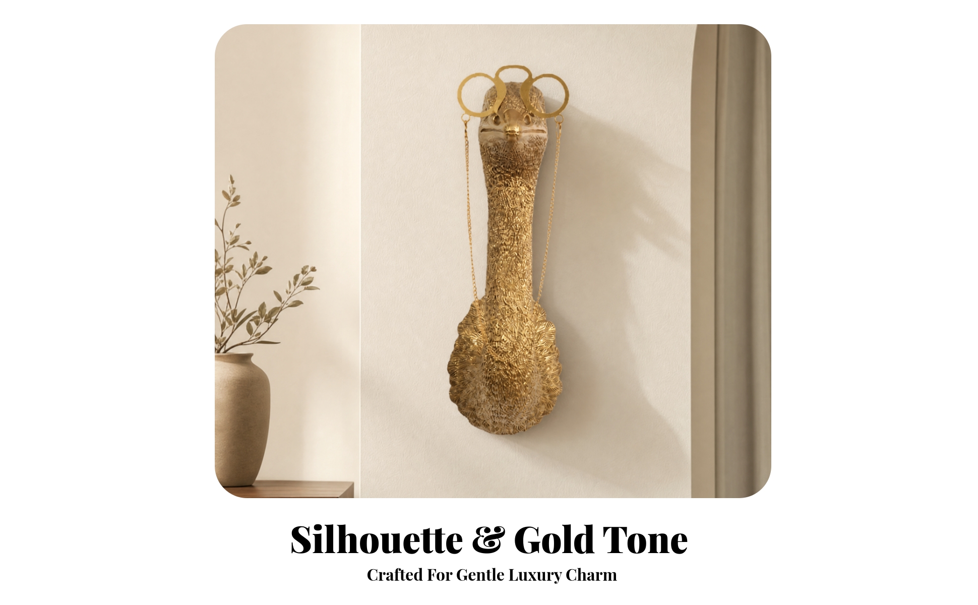 Synthetic Resin Ostrich Wall Decor Sculptural for Entryway, Living Room