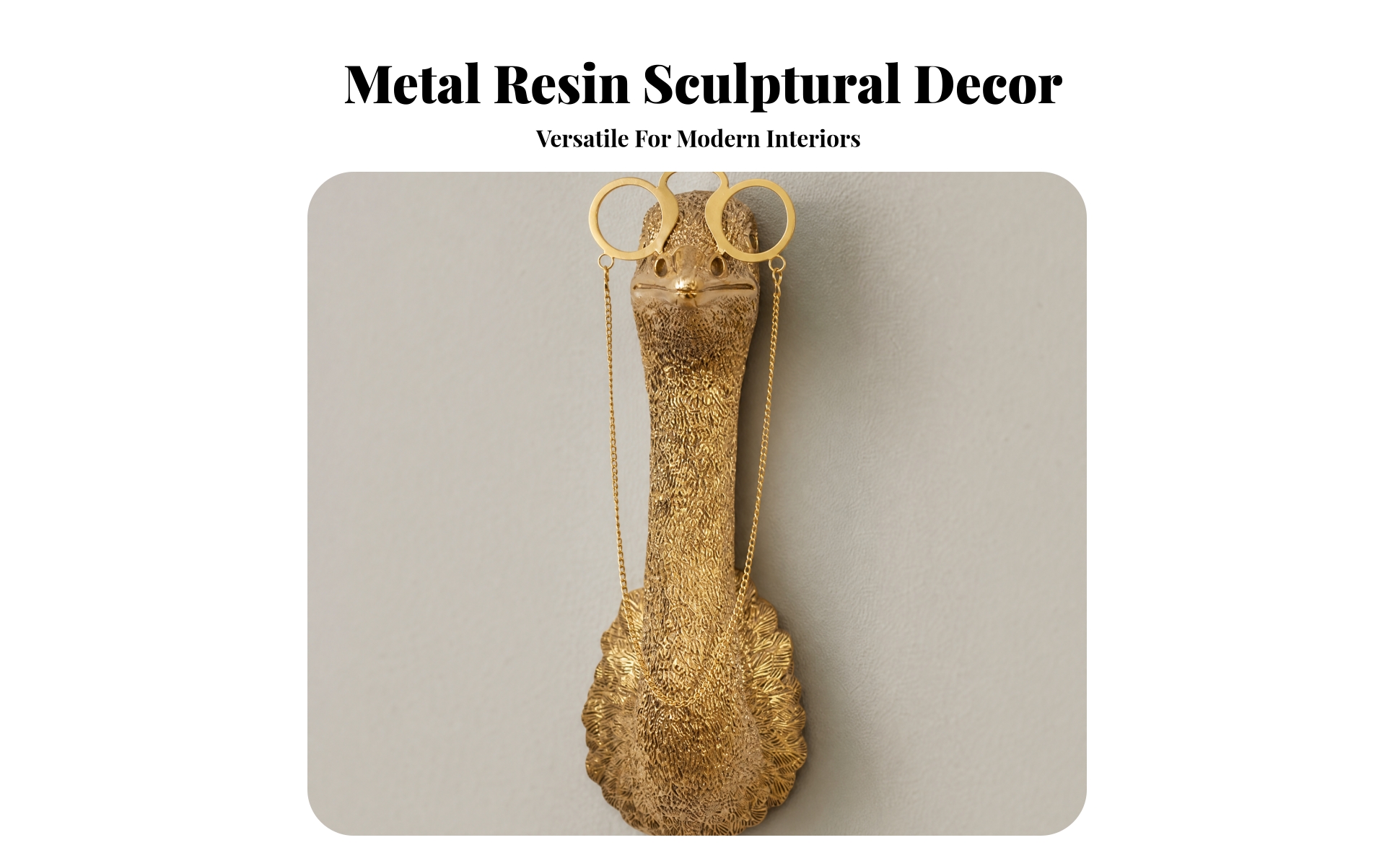 Synthetic Resin Ostrich Wall Decor Sculptural for Entryway, Living Room